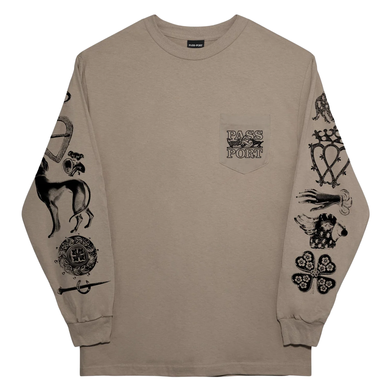 Passport Trinkets Pocket Long-sleeve Tee 'Khaki'