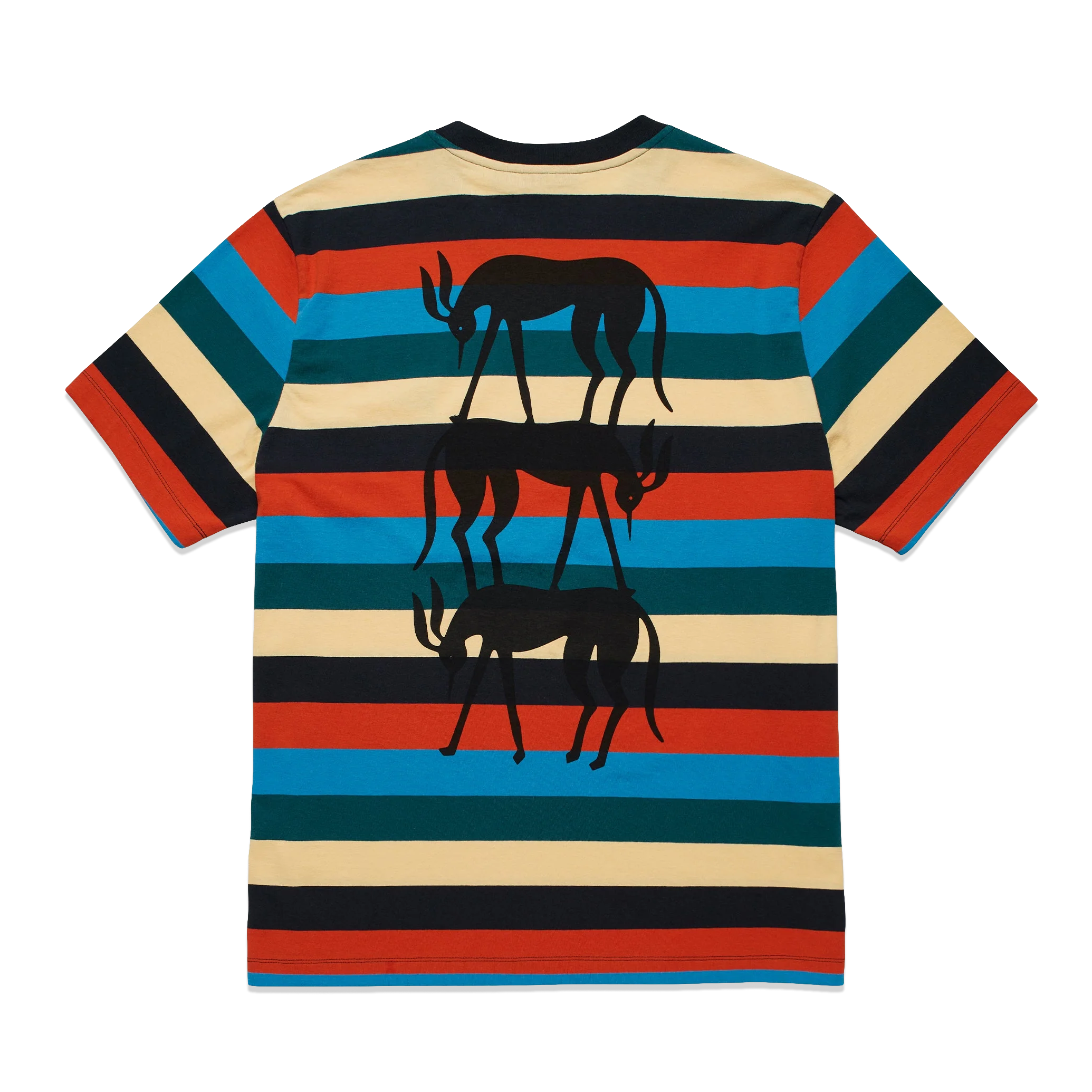 by Parra Stacked Pets on Stripes T-Shirt 'Multi'