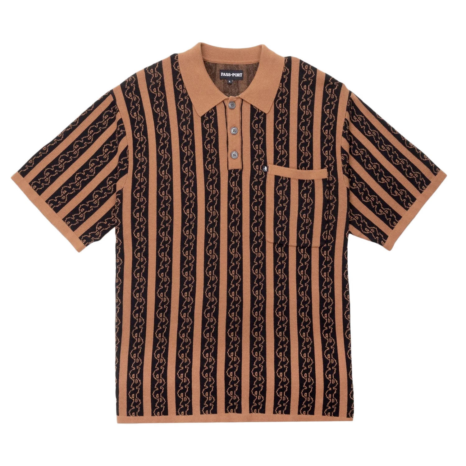 Passport Pattoned Knit Polo 'Caramel'