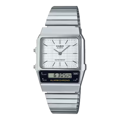 Casio Vintage 'Silver Watch with White Face and LCD'