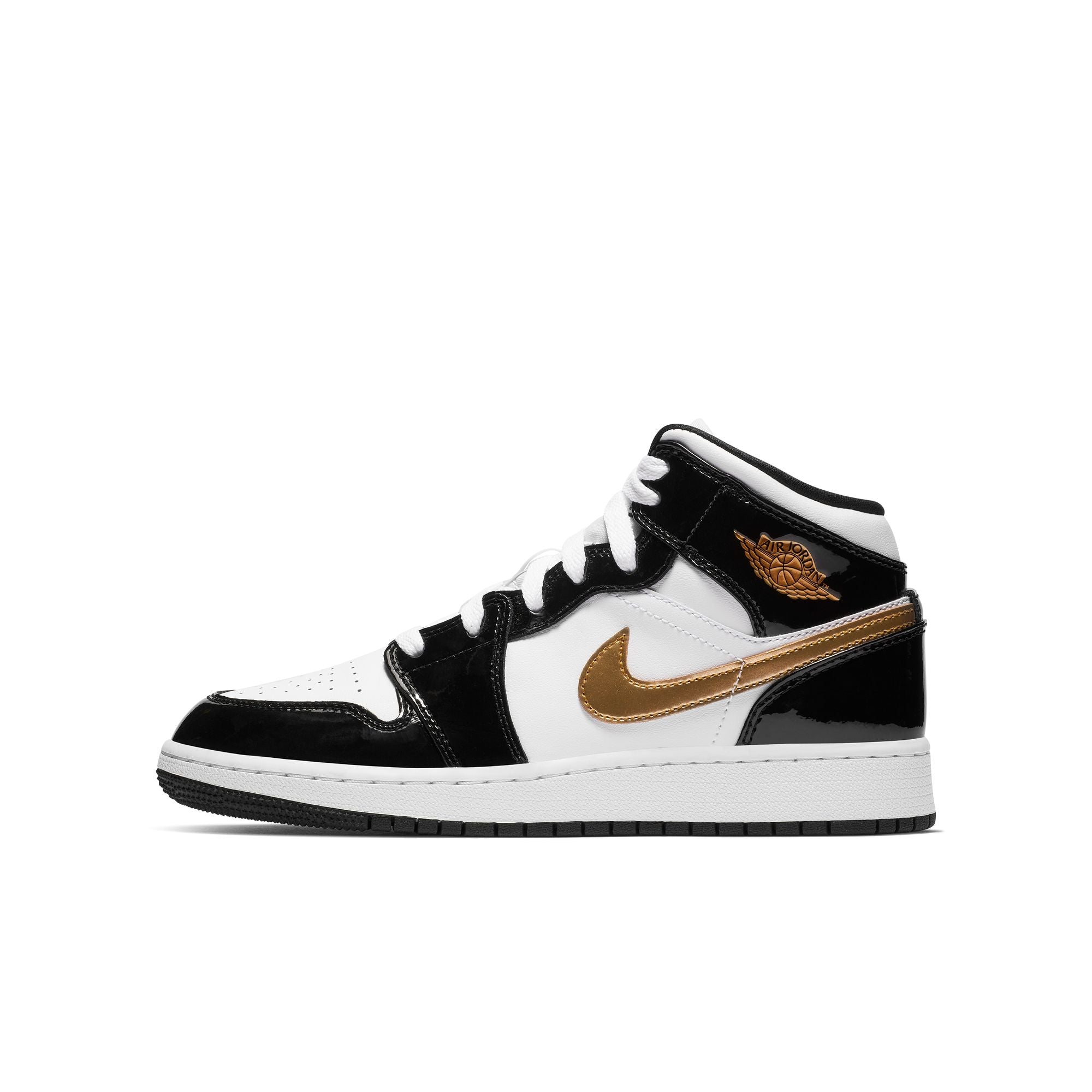Youth Air Jordan 1 Mid SE 'Black/Metallic Gold'