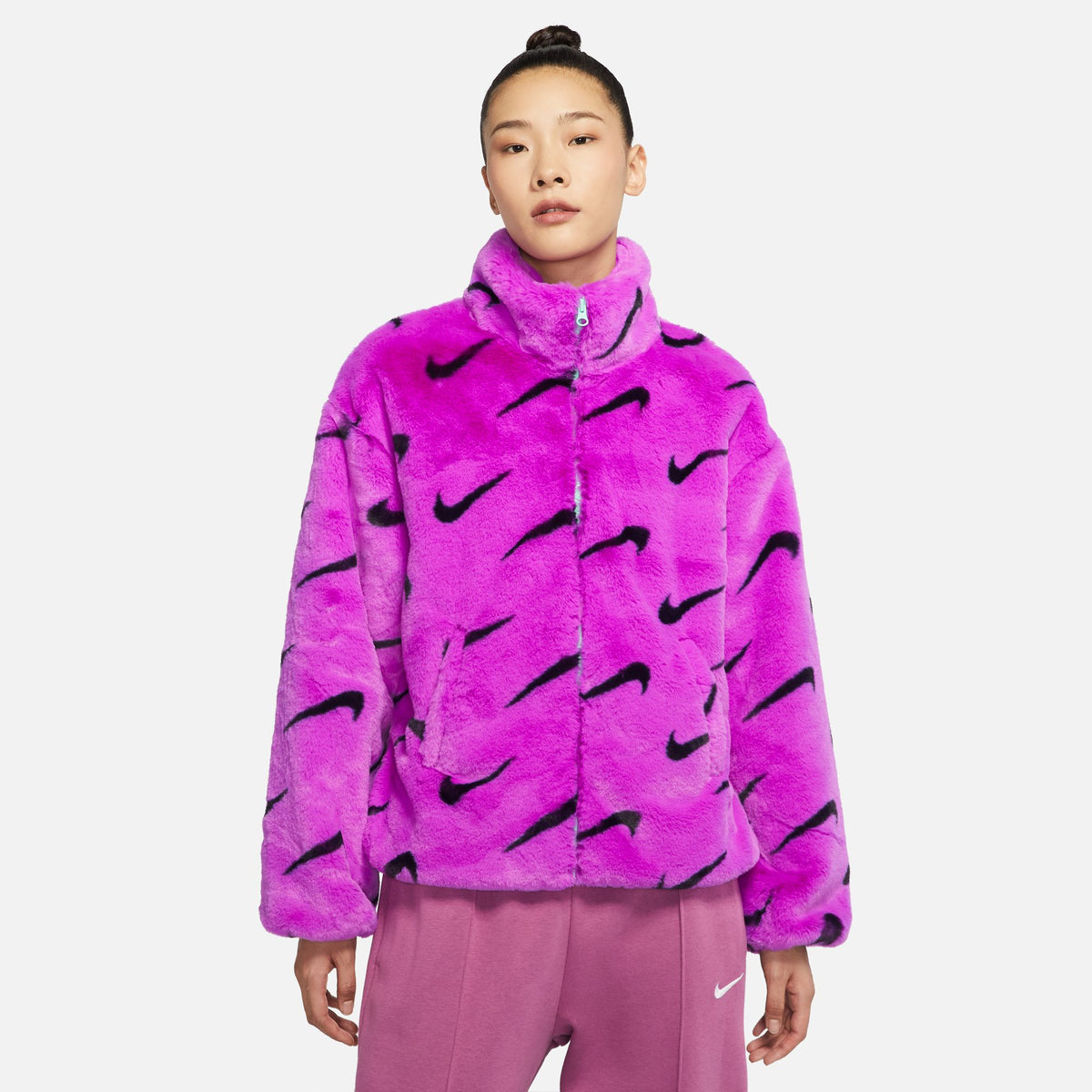 Nike Girls Faux Fur AOP Jacket