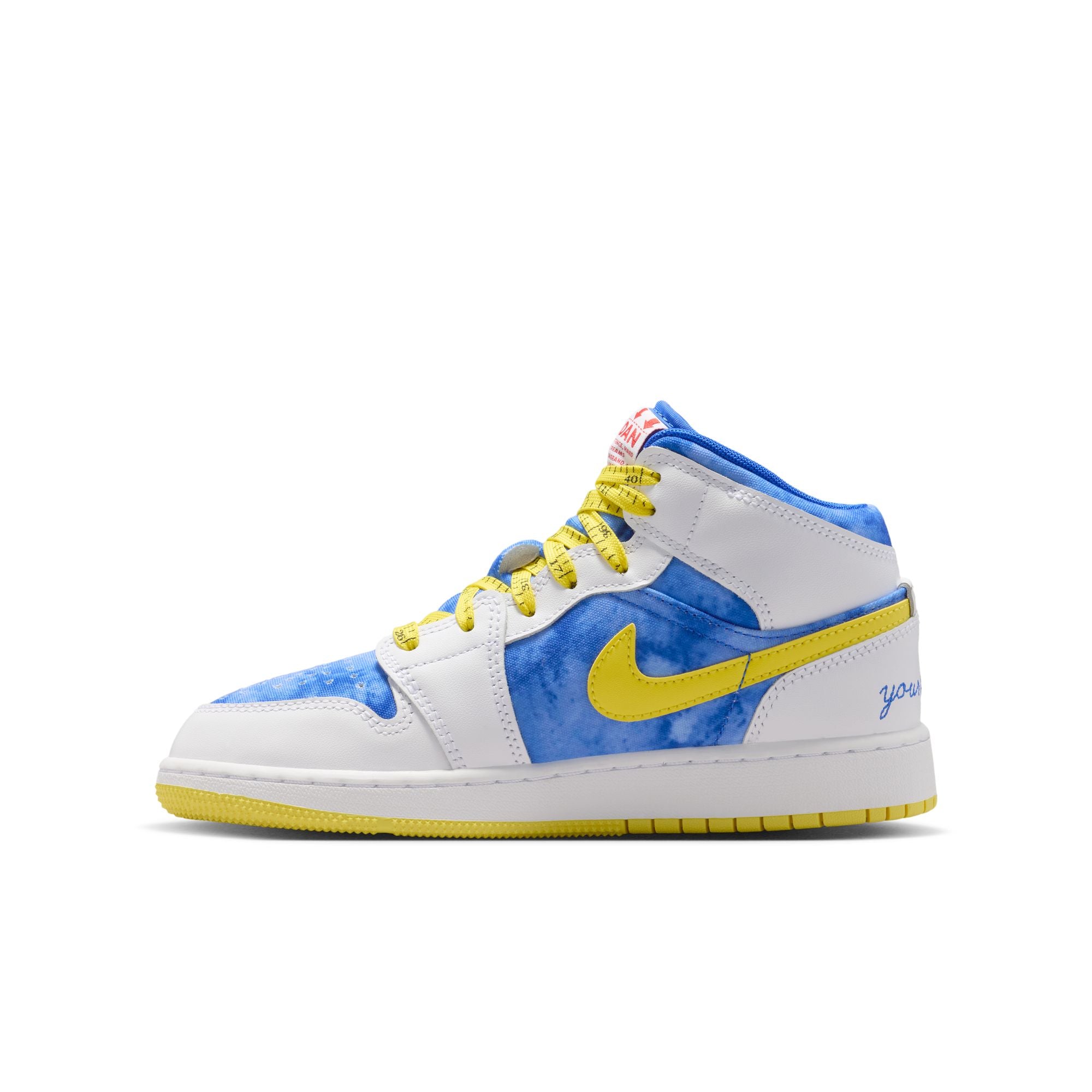 Youth Air Jordan 1 Mid Sneaker School 'White/Racer Blue'