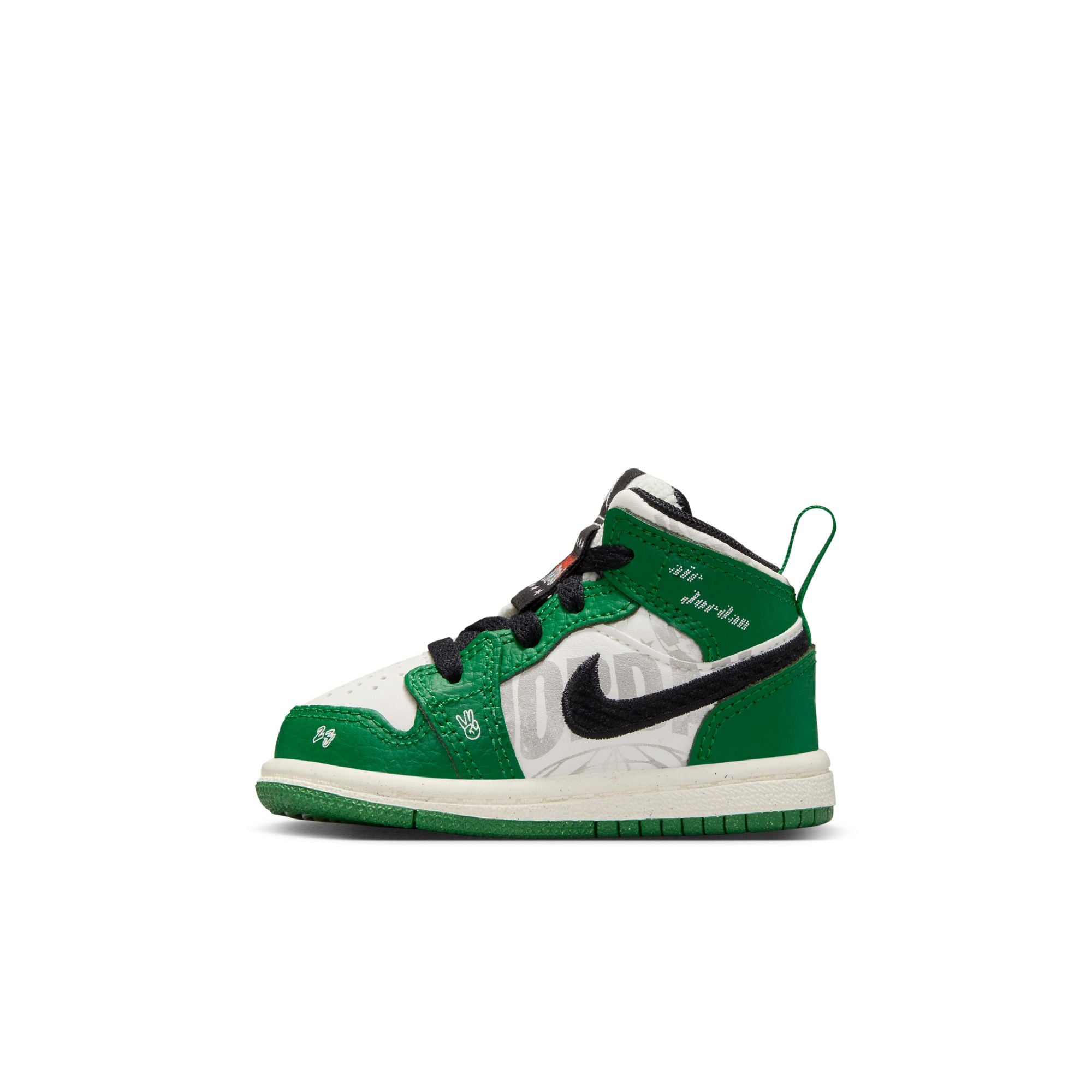 Youth Jordan 1 Mid SE (TD) ‘Pine Green/Sail-Black'