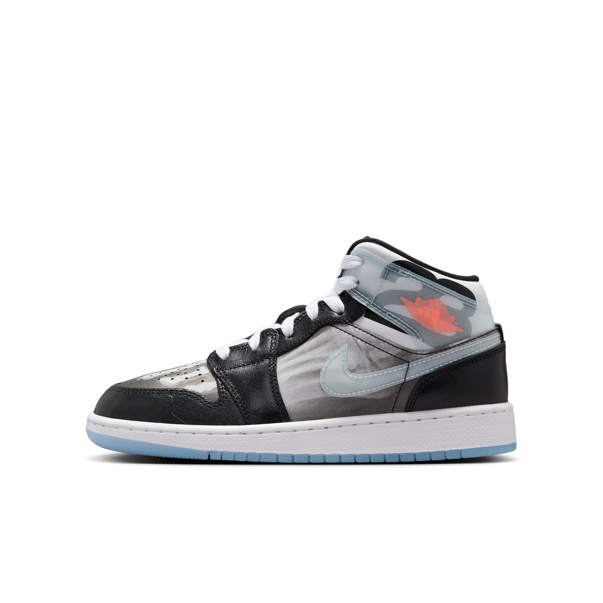 Youth Air Jordan 1 Mid Sneaker School ‘Black/Ice Blue'