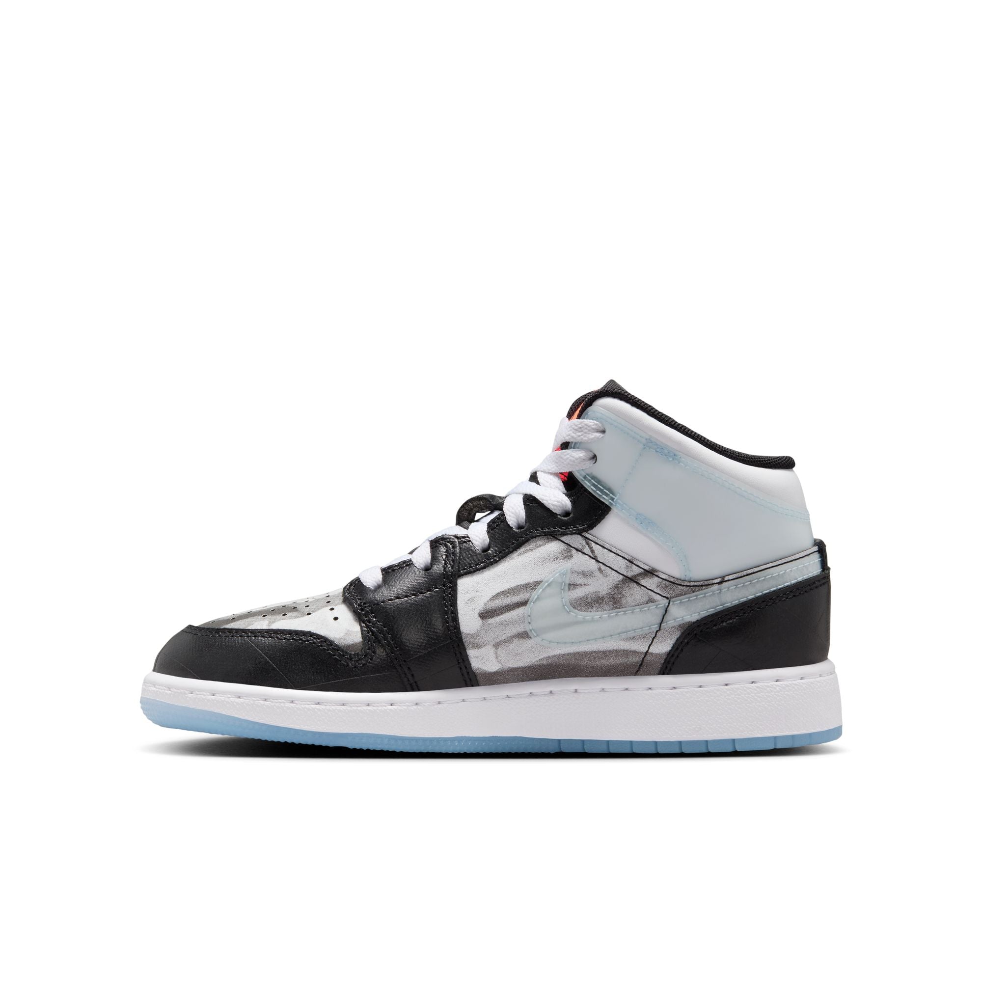 Youth Air Jordan 1 Mid Sneaker School ‘Black/Ice Blue'