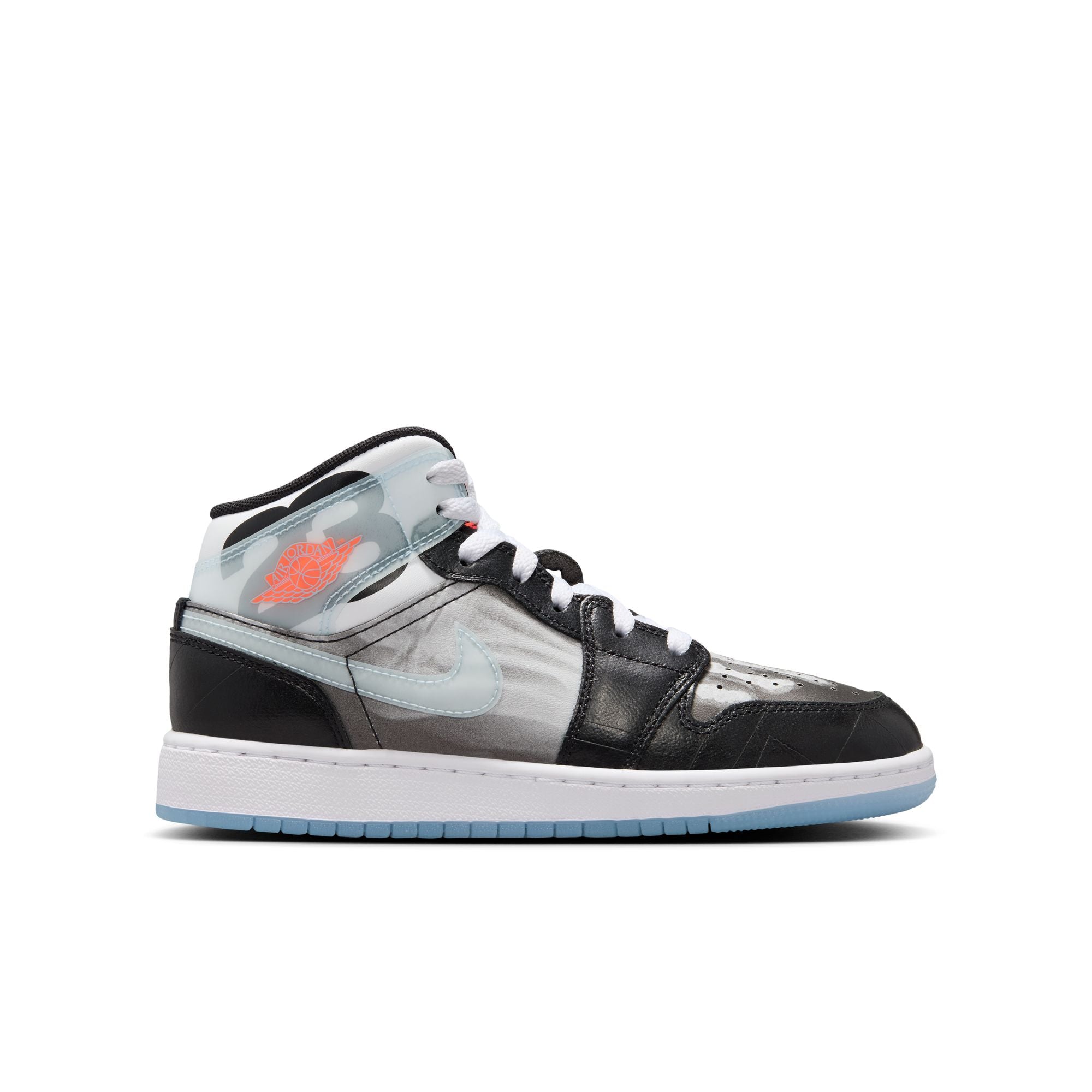 Youth Air Jordan 1 Mid Sneaker School ‘Black/Ice Blue'