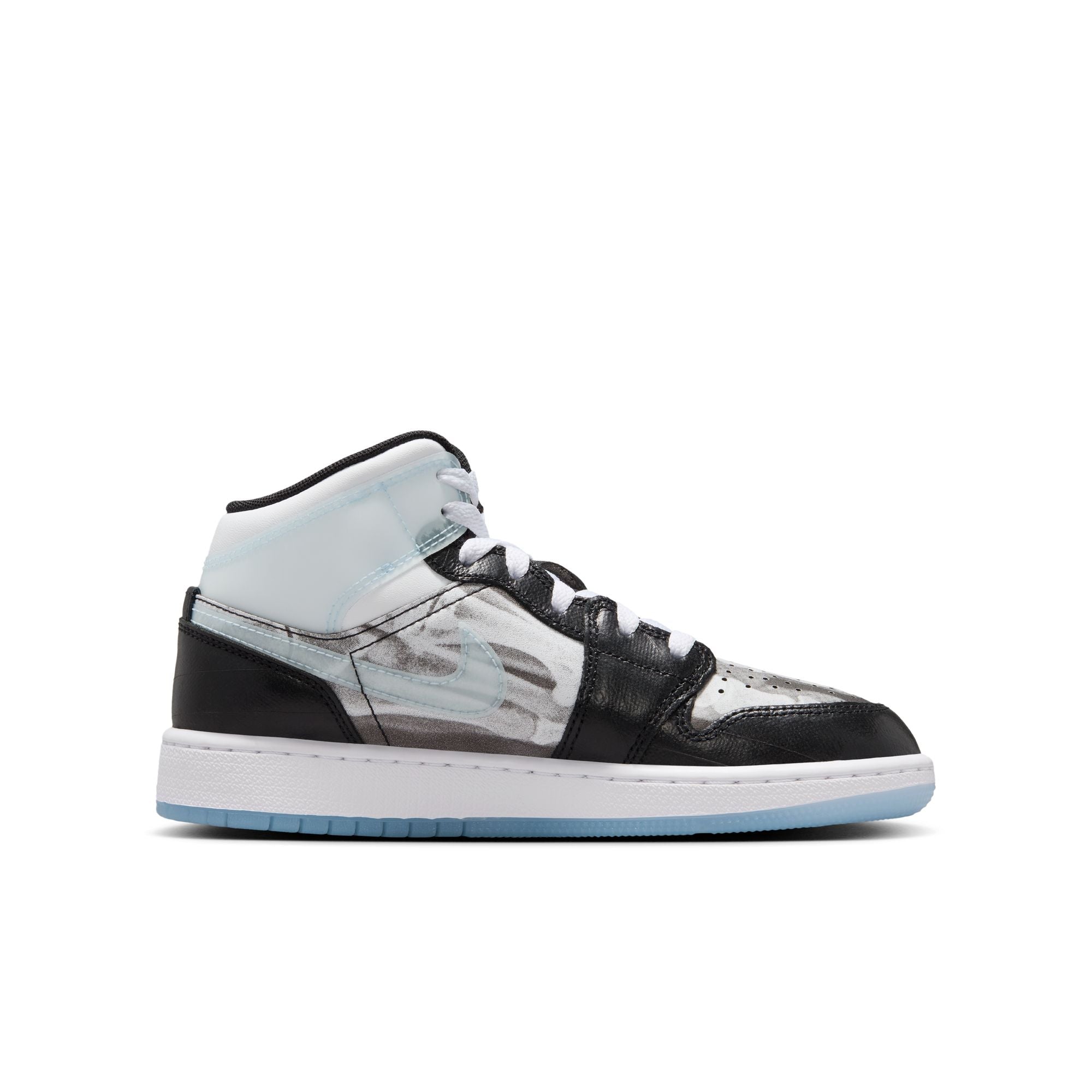 Youth Air Jordan 1 Mid Sneaker School ‘Black/Ice Blue'