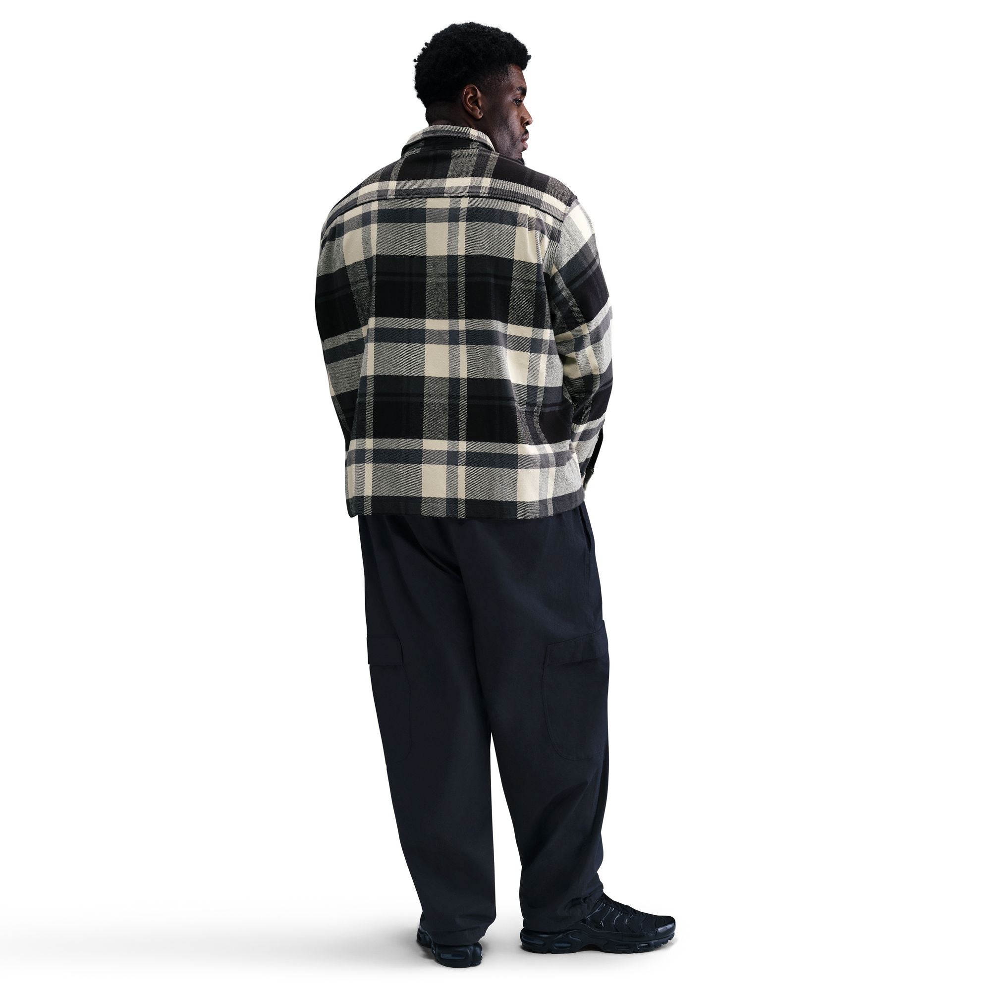 Nike Life Flannel Shirt 'Black/White'
