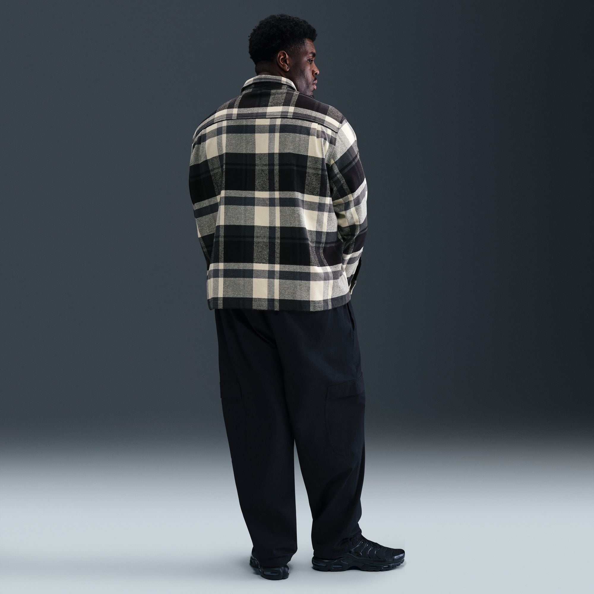 Nike Life Flannel Shirt 'Black/White'