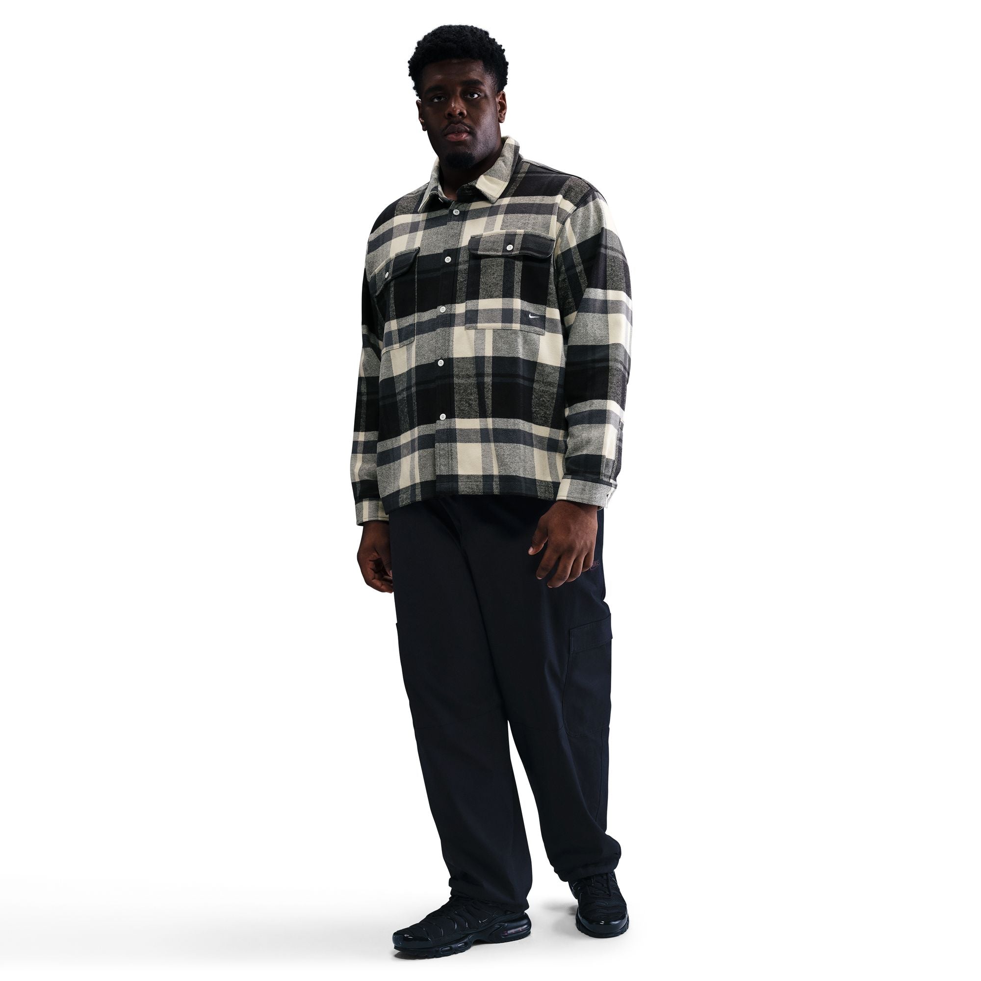 Nike Life Flannel Shirt 'Black/White'
