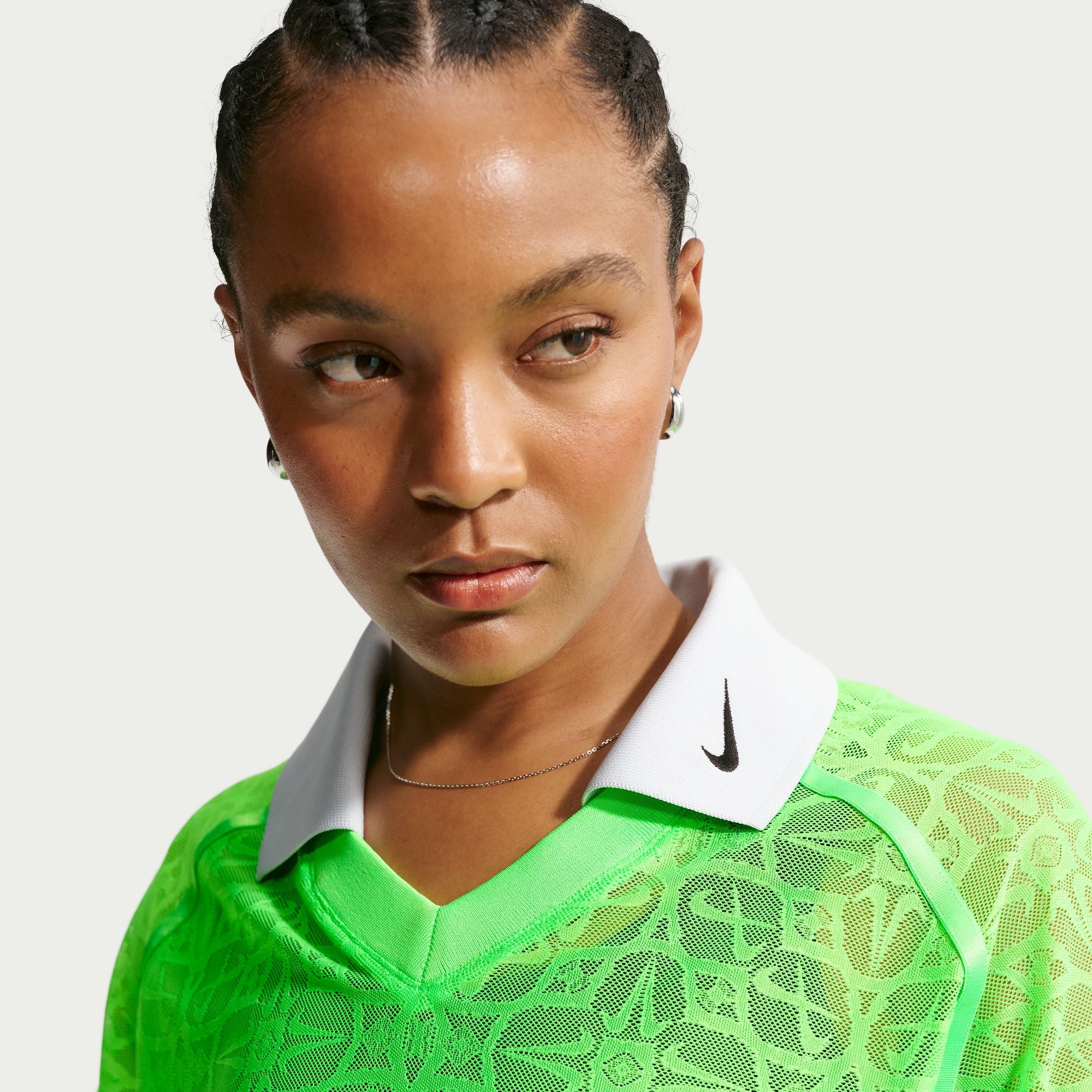 Nike Sportswear Women's Loose Lace Polo Jersey Top 'Green Strike'