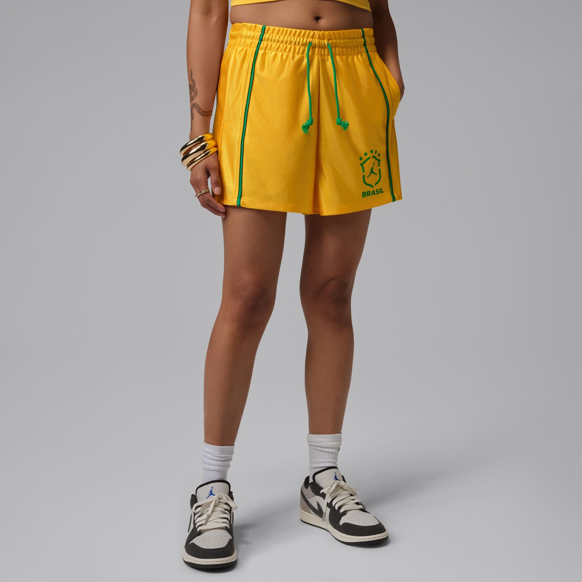 Womens Jordan Brooklyn Knit Shorts 'Varsity Maize'