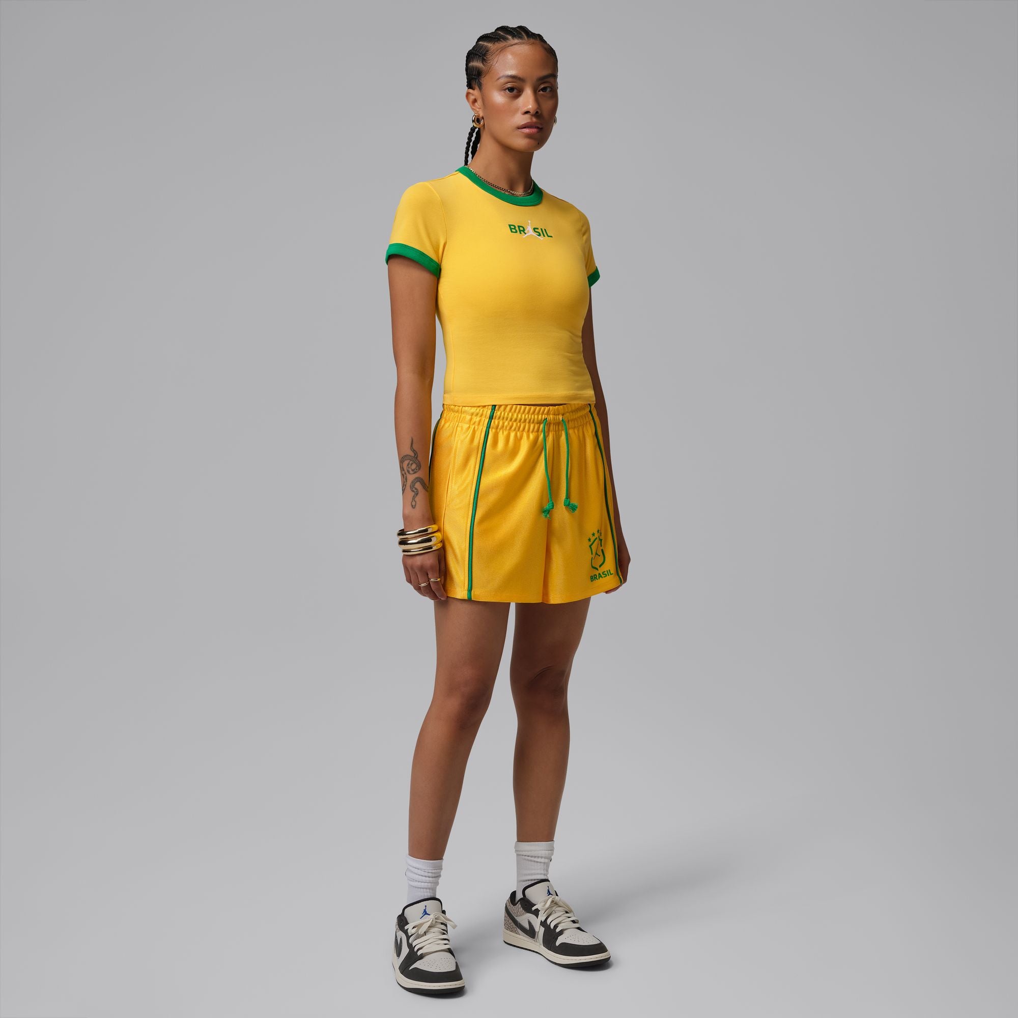 Womens Jordan Brooklyn Knit Brazil Shorts 'Varsity Maize'