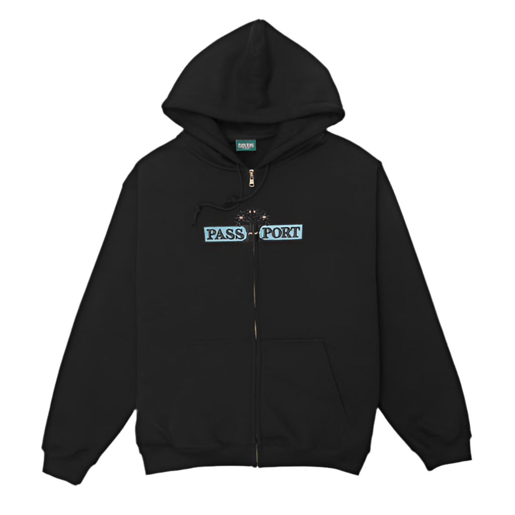 Passport House Plant Organic Fleece Zip Hood 'Black'