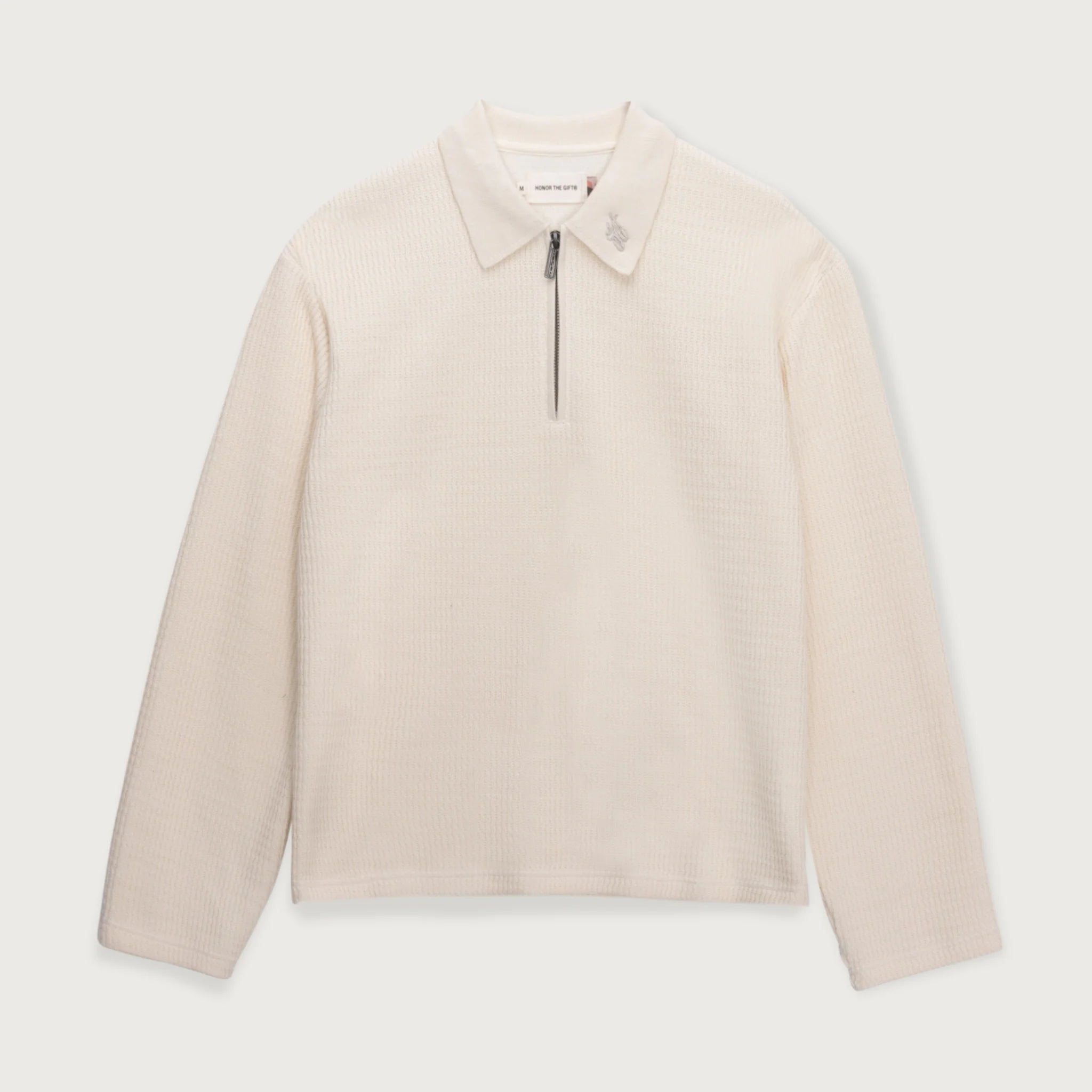 Honor The Gift Wavy Knit L/S Polo 'Bone'