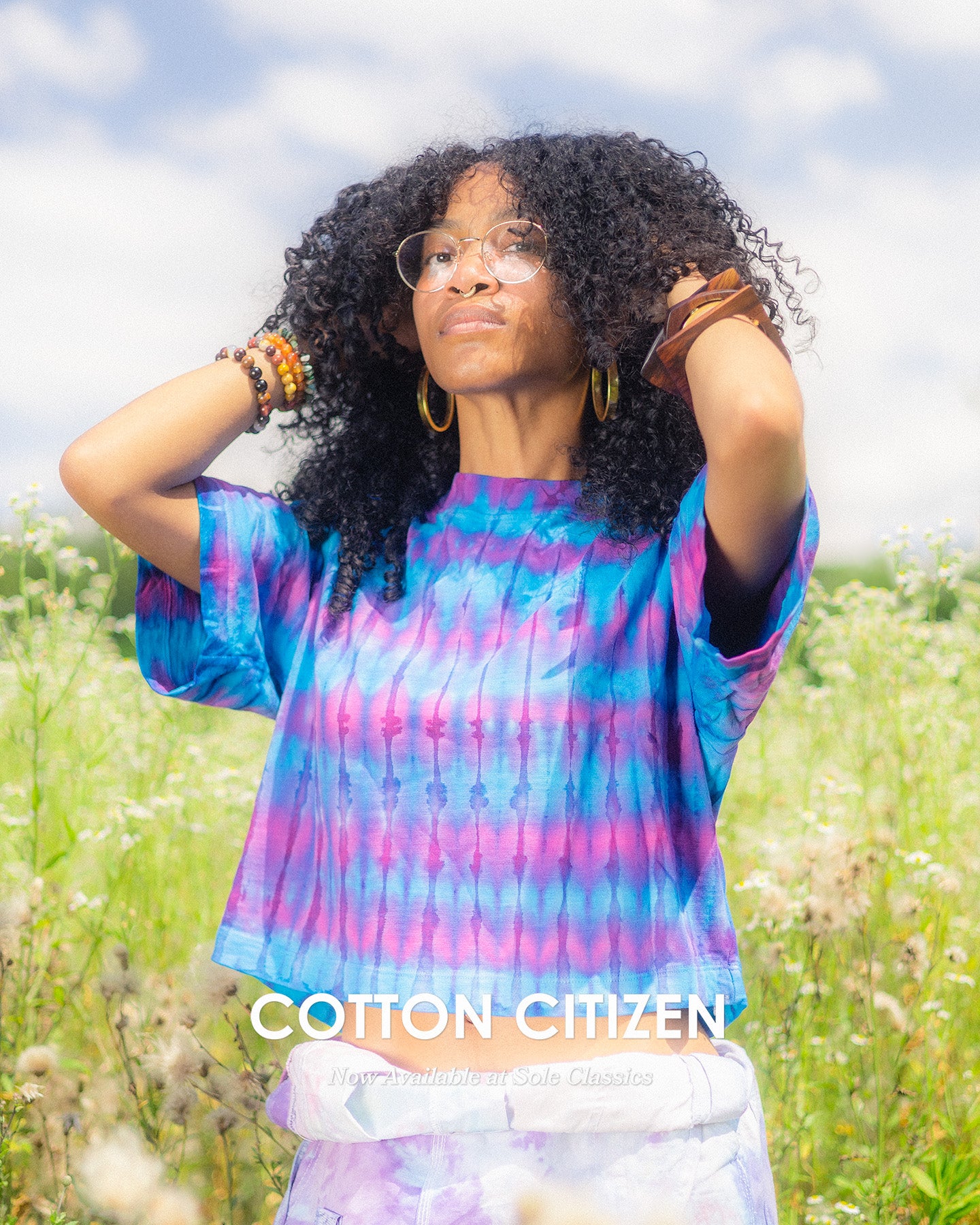 Cotton Citizen Tokyo Crop Tee 'Hibiscus Tie Dye'