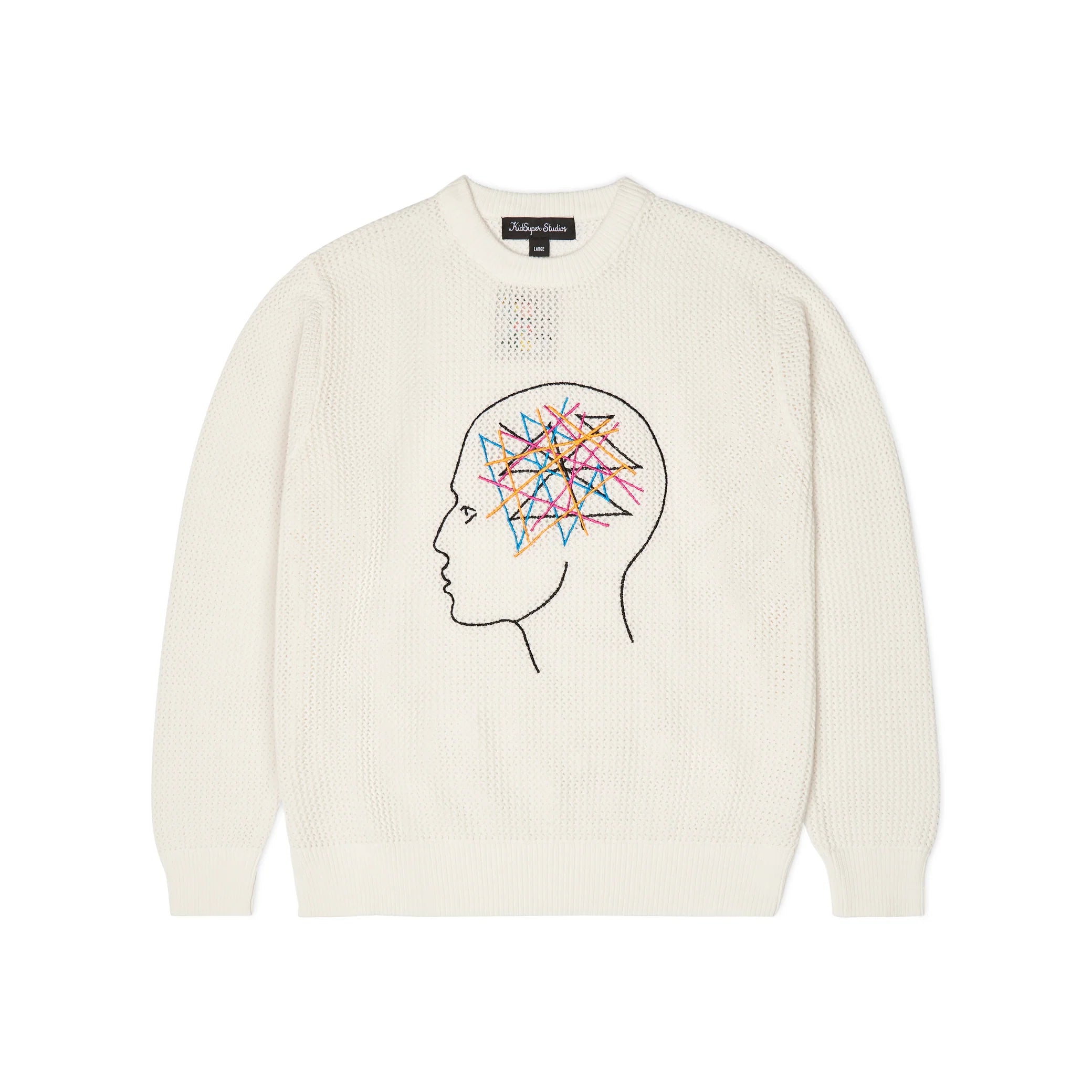 Kidsuper Thoughts in My Head Loose Gauge Sweater - Bone