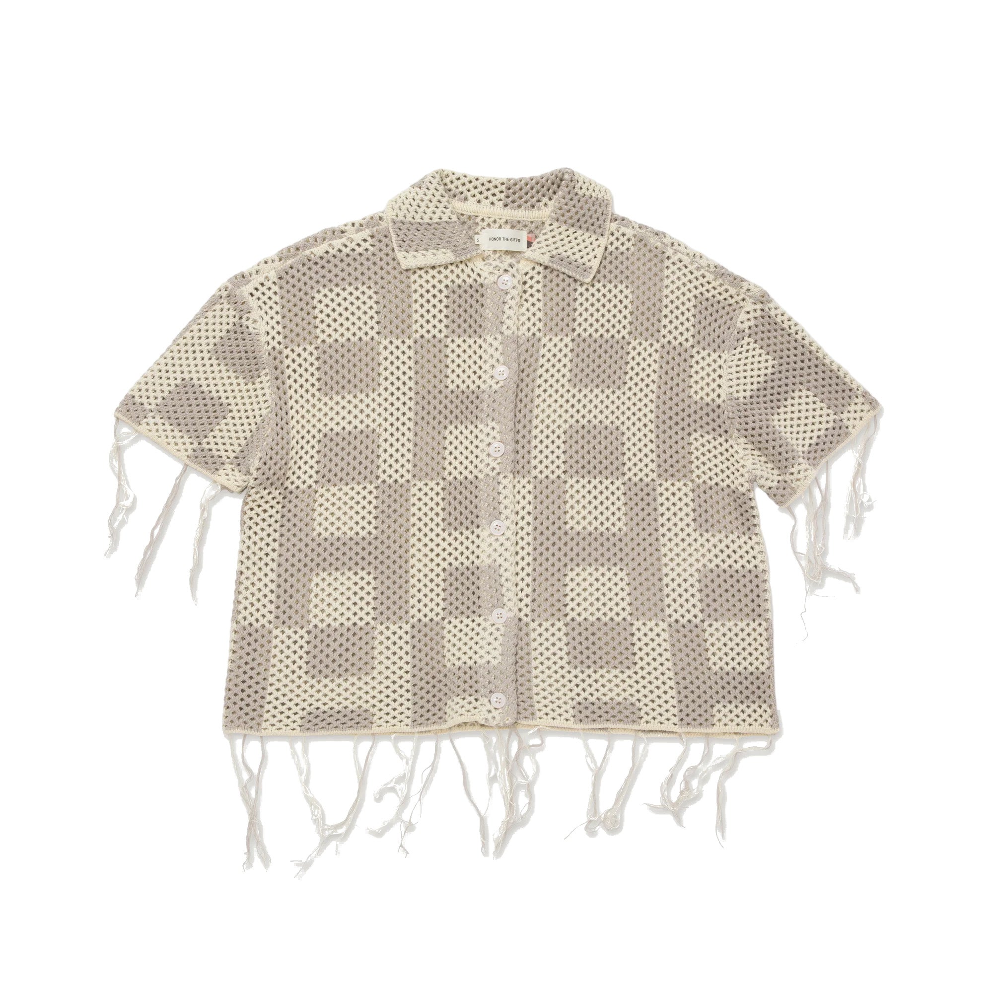 Honor The Gift Unisex Crochet SS Button Down 'Stone'