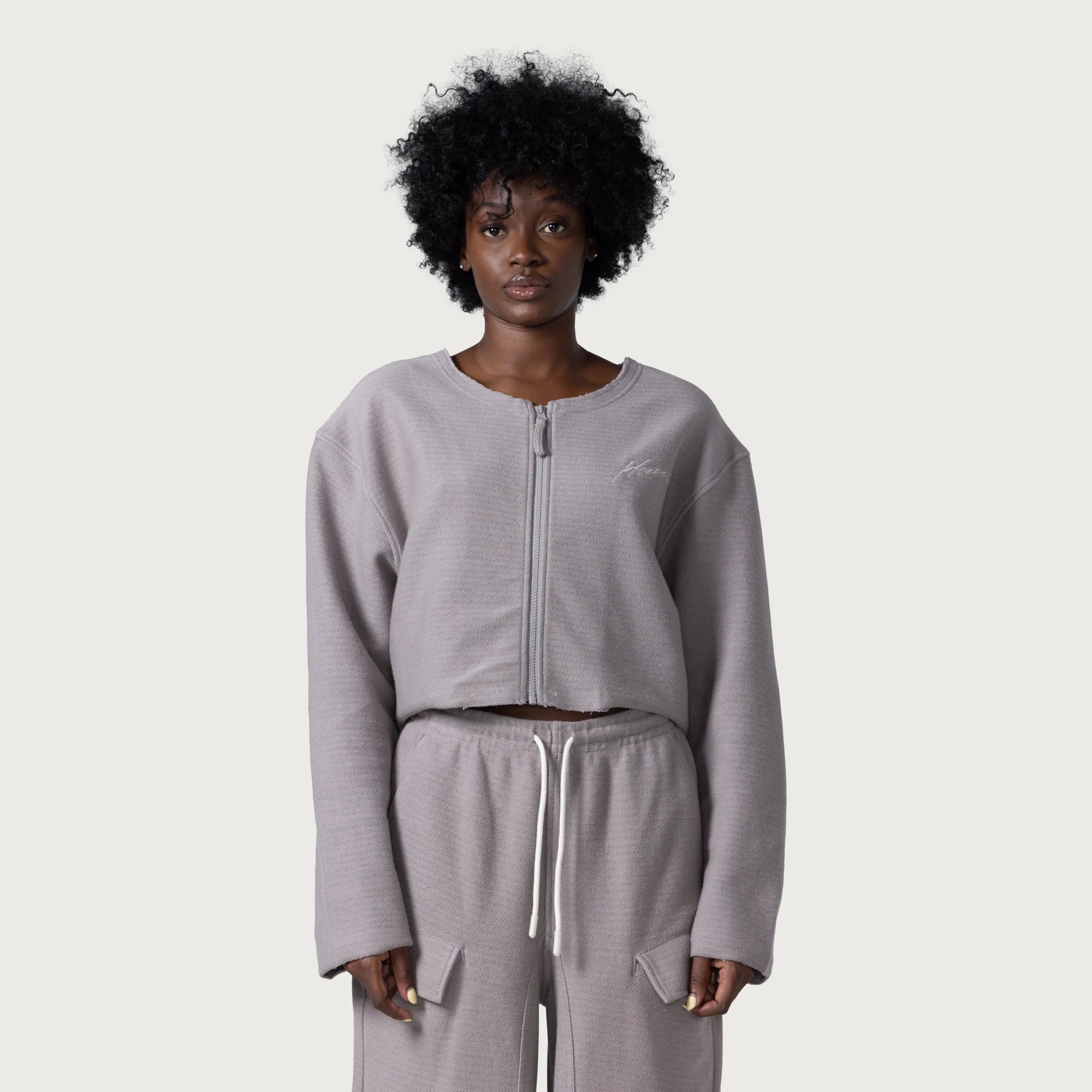 Womens Honor The Gift Honor Round Crop Zip Crew 'Grey'