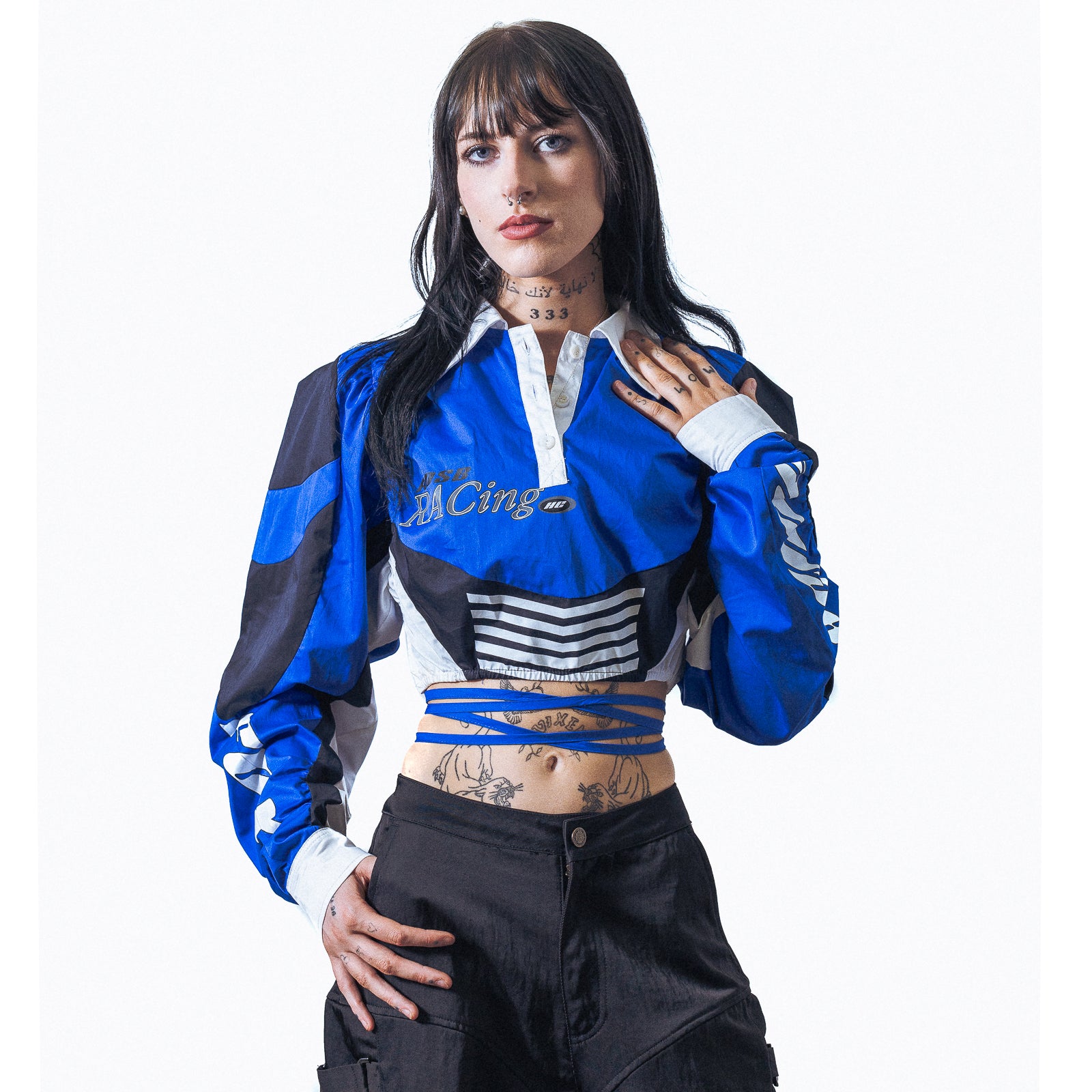 Womens Andersson Bell Josie Racing Crop Shirt 'Blue'