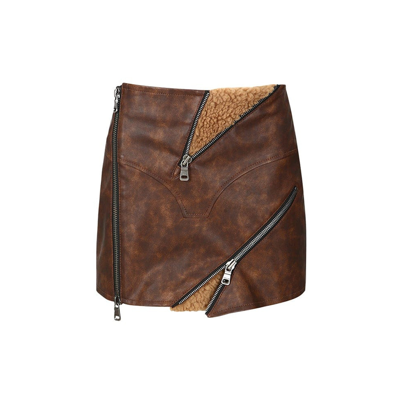 Womens Andersson Bell Austin Faux Shearling Skirt 'Brown'