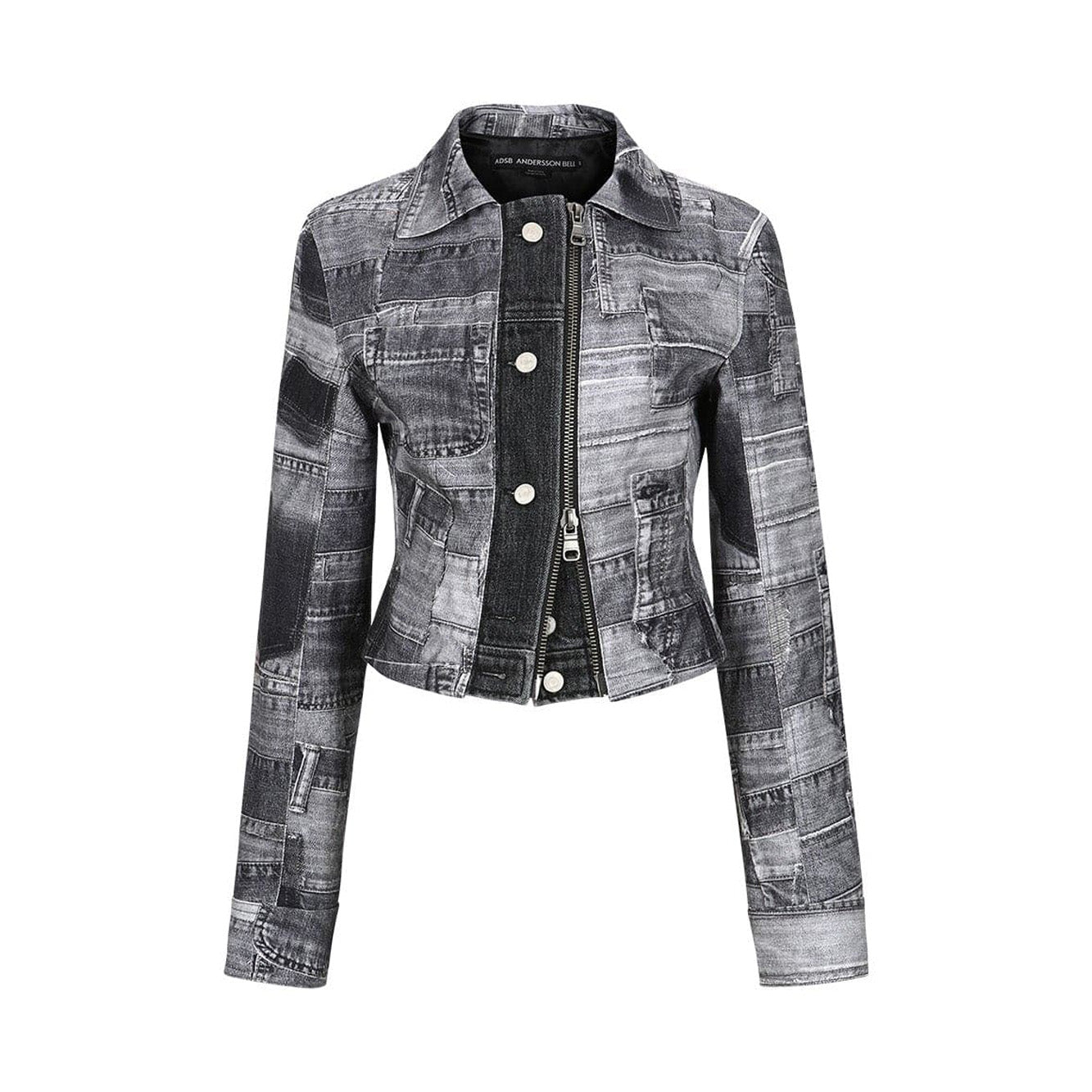 Andersson Bell (WOMEN) Denim Patch Printed Jacket 'Black'