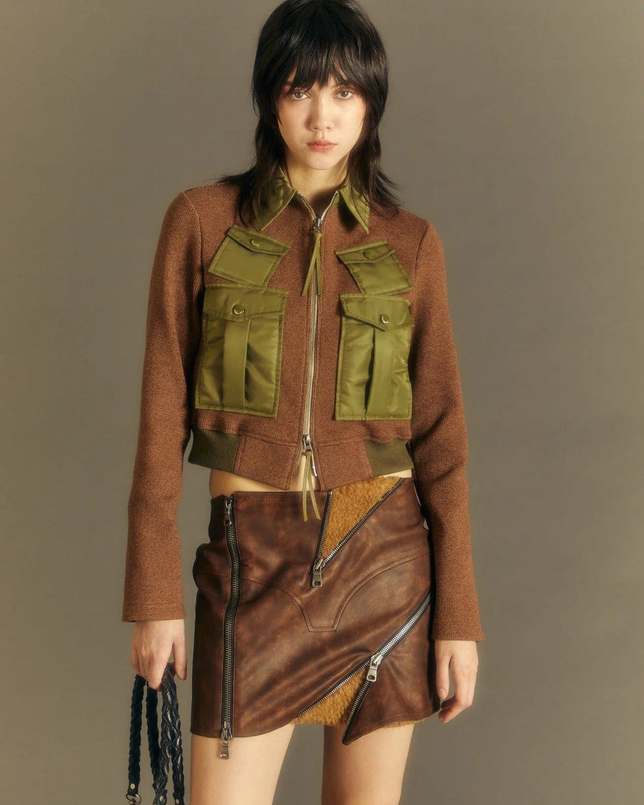 Women Andersson Bell Molly Multi Pocket MA-1 Cardigan 'Brown'