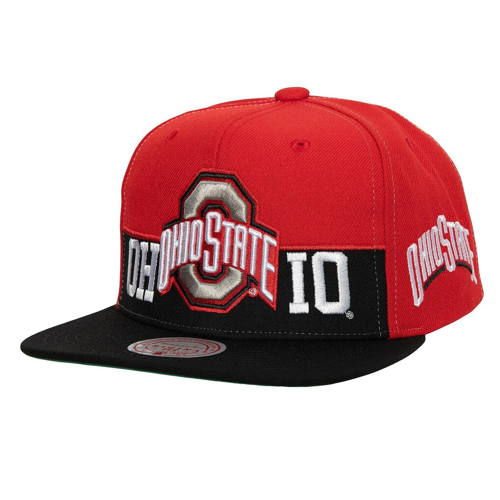 Mitchell & Ness NCAA Half N Half Snapback Ohio State 'Black/Red'
