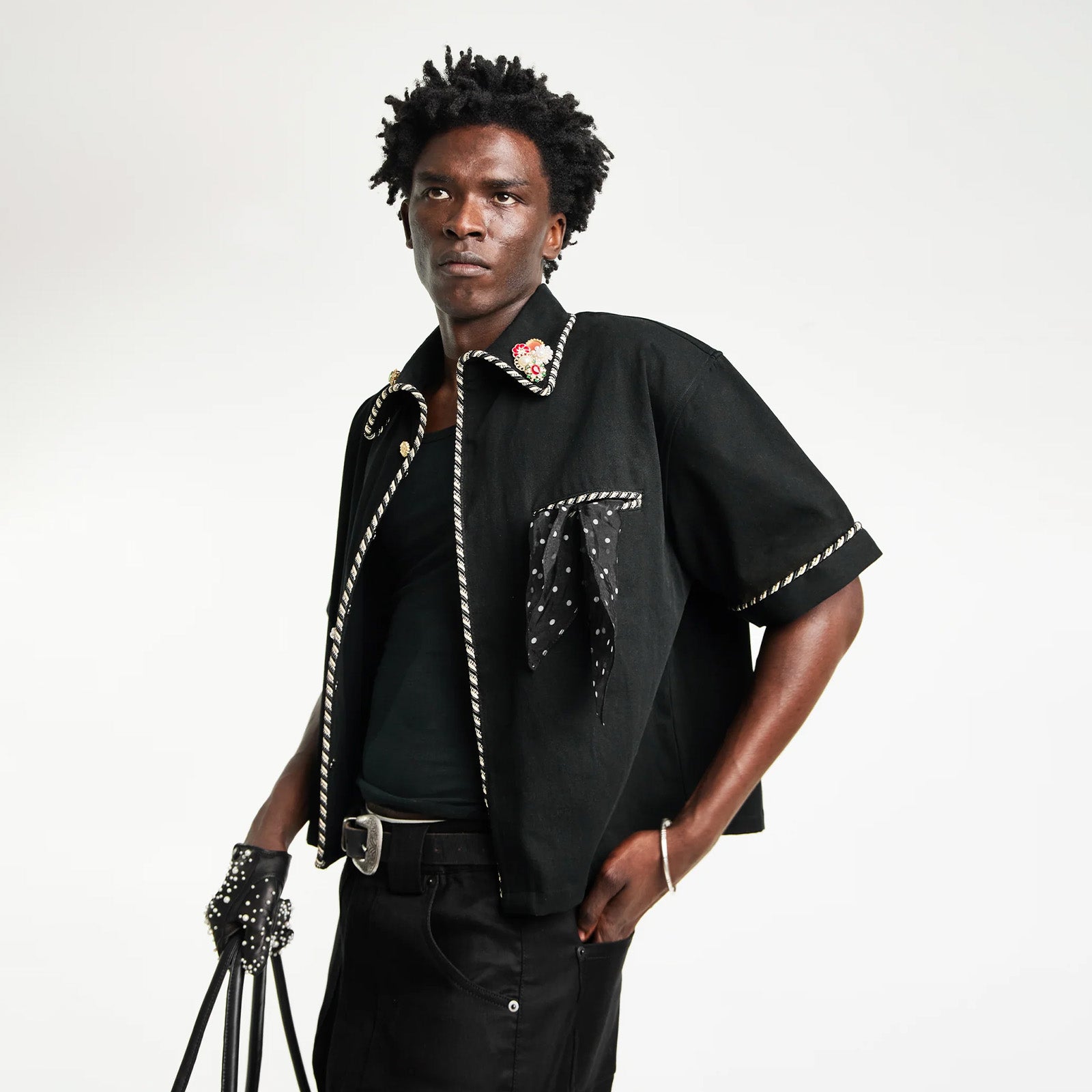 Kody Phillips Embellished Lasso Shirt "Black"