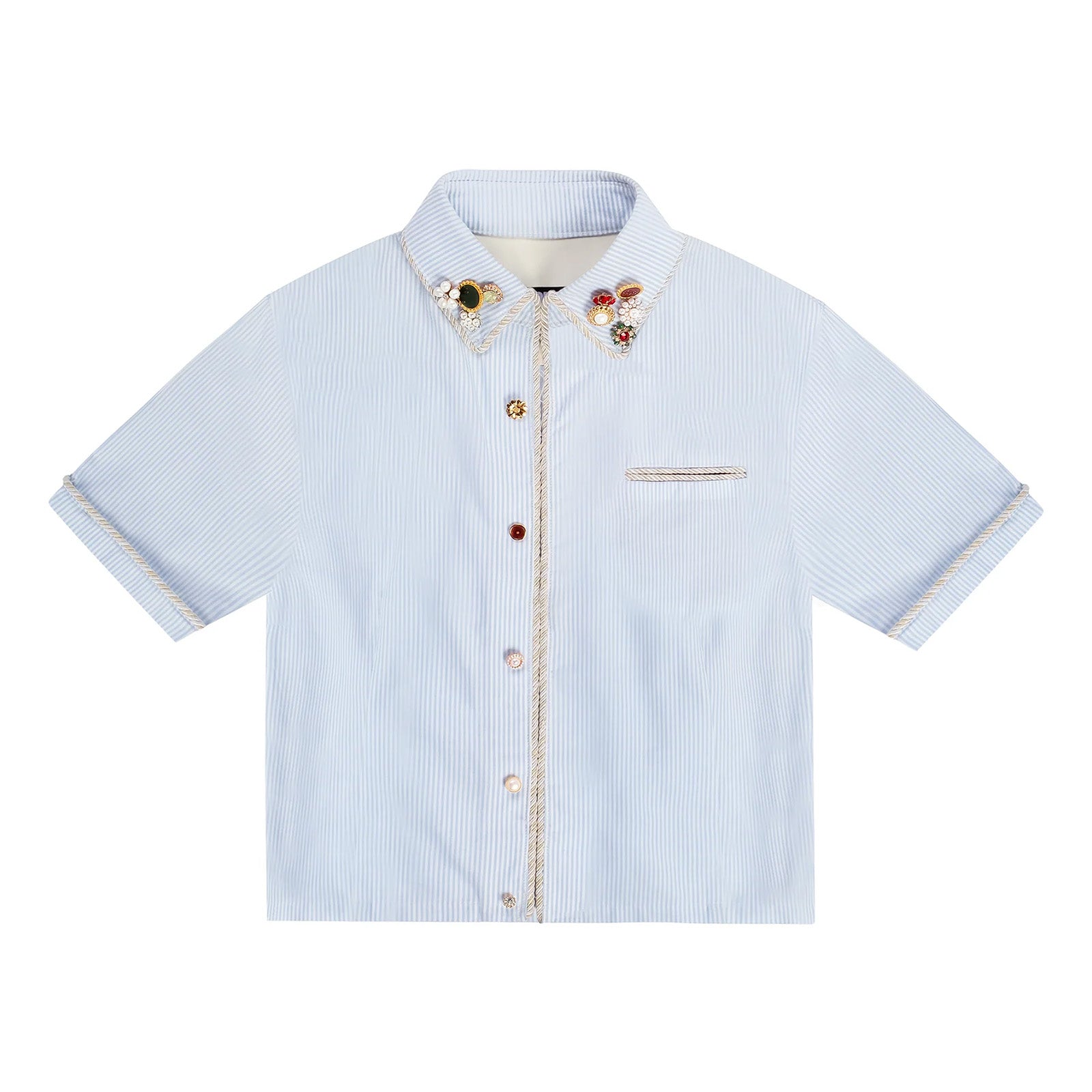 Kody Phillips Embellished Lasso Shirt "Blue"