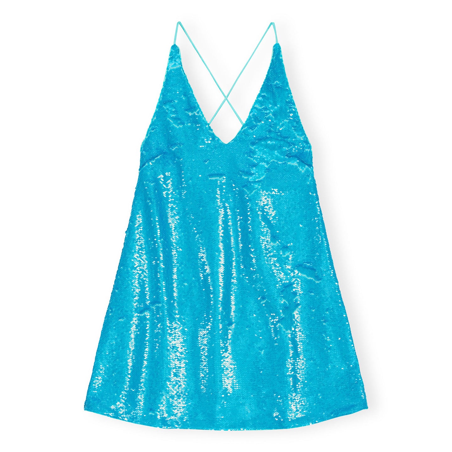 sequin mini dress blue Ganni Sequins Strap Mini Dress 'Blue'