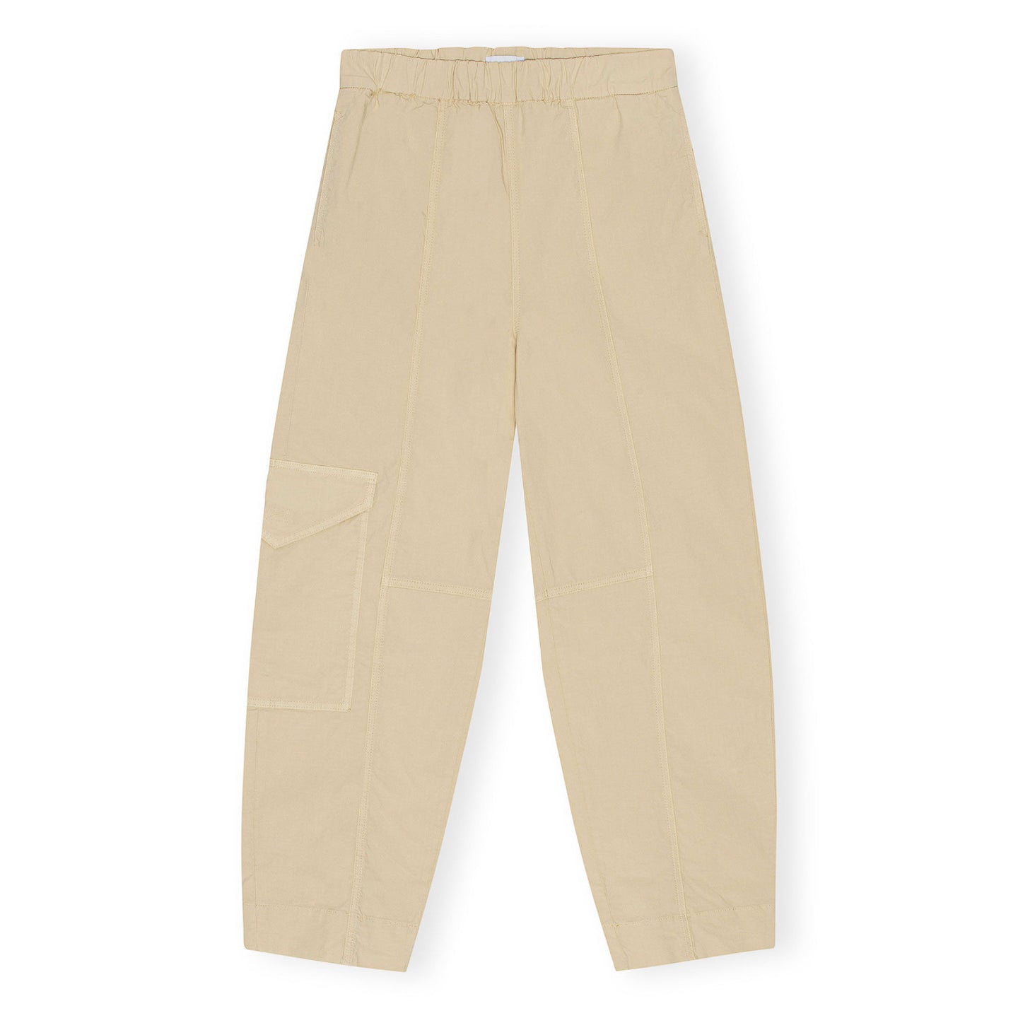 Ganni Washed Cotton Canvas Elasticated Curve Pants 'Pale Khaki'