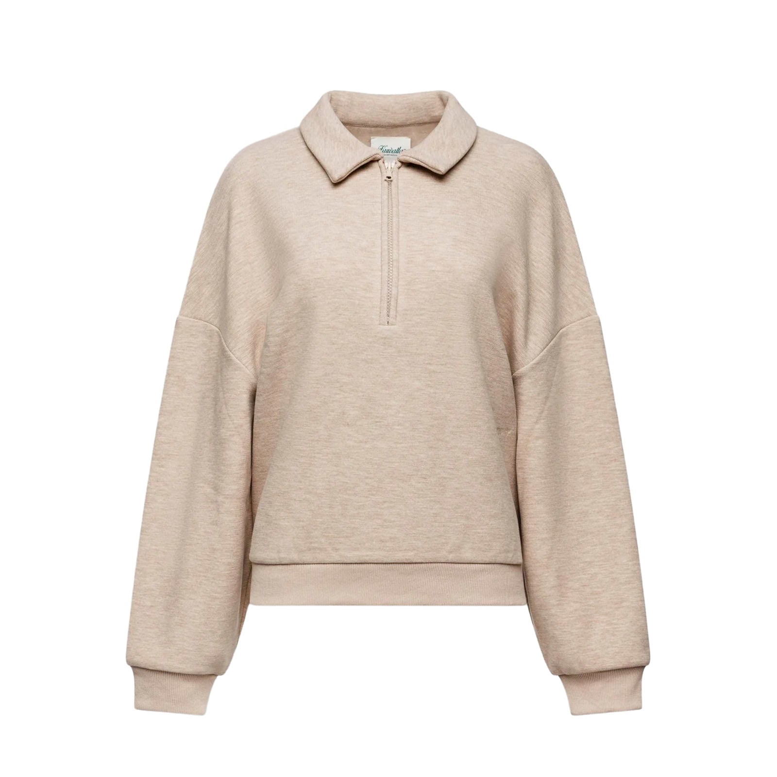 Kuwalla Tee Gabbie Plush Polo Quarter-Zip 'Melange Beige'
