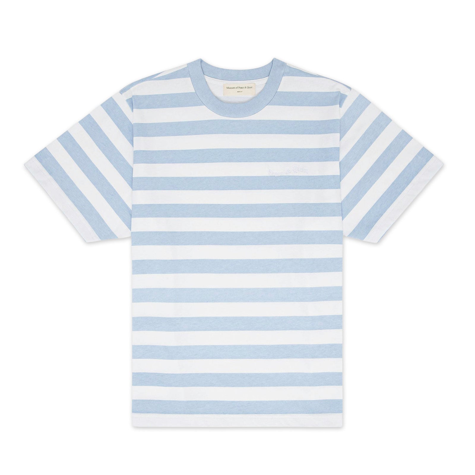 Museum Of Peace And Quiet Wordmark Striped T-Shirt 'Baby Blue'