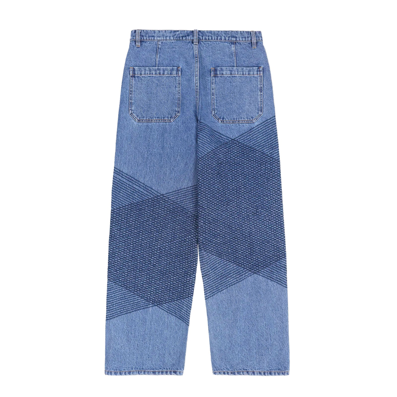 Pleasures Grid Embroidered Baggy Jeans 'Indigo'
