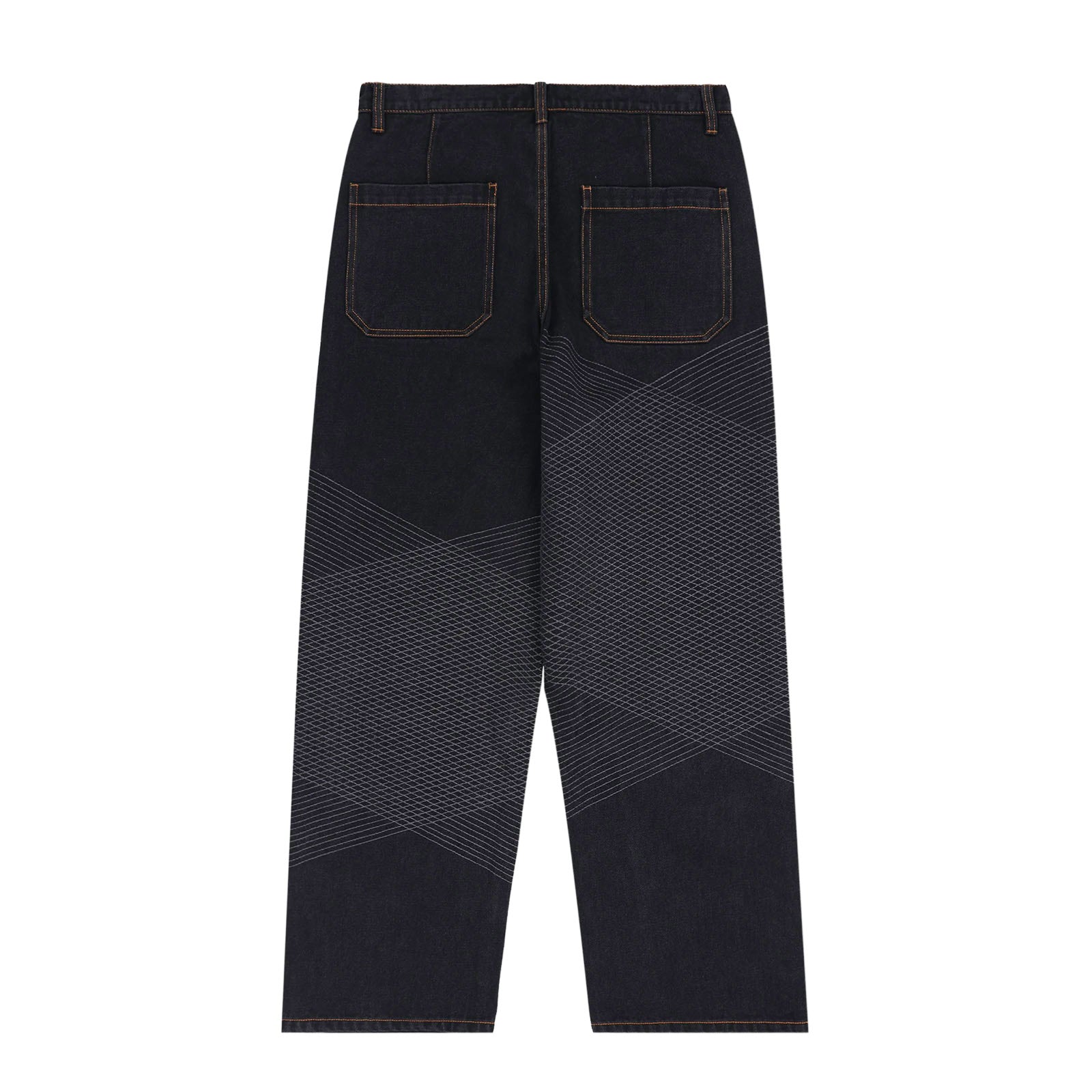 Pleasures Grid Embroidered Baggy Jeans 'Black'