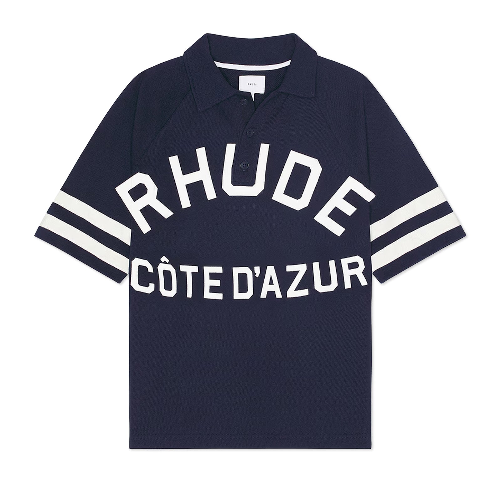 RHUDE Cote D'azur Pique Raglan Polo 'Navy'