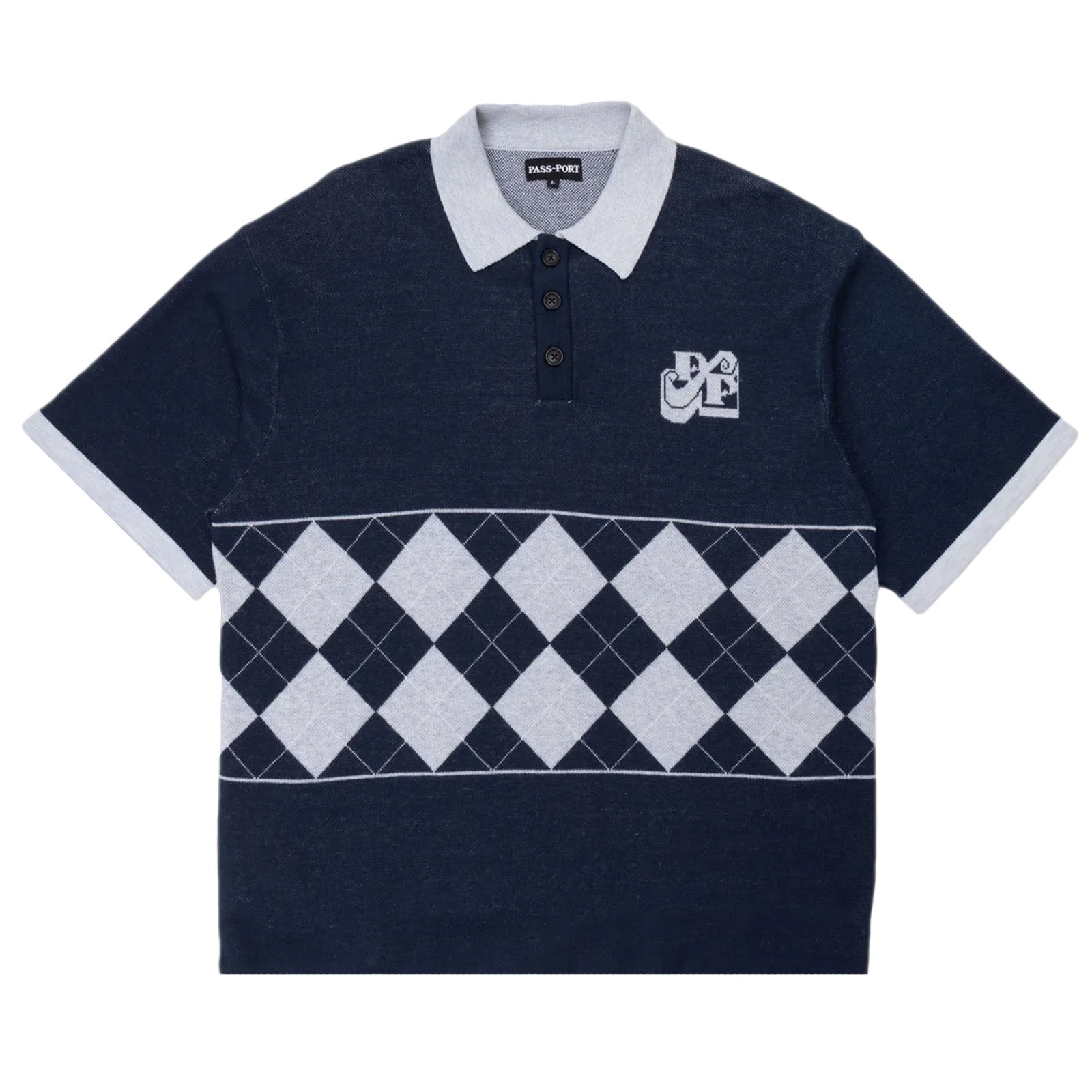 Passport Tilde Stamp Knit Polo 'Navy'