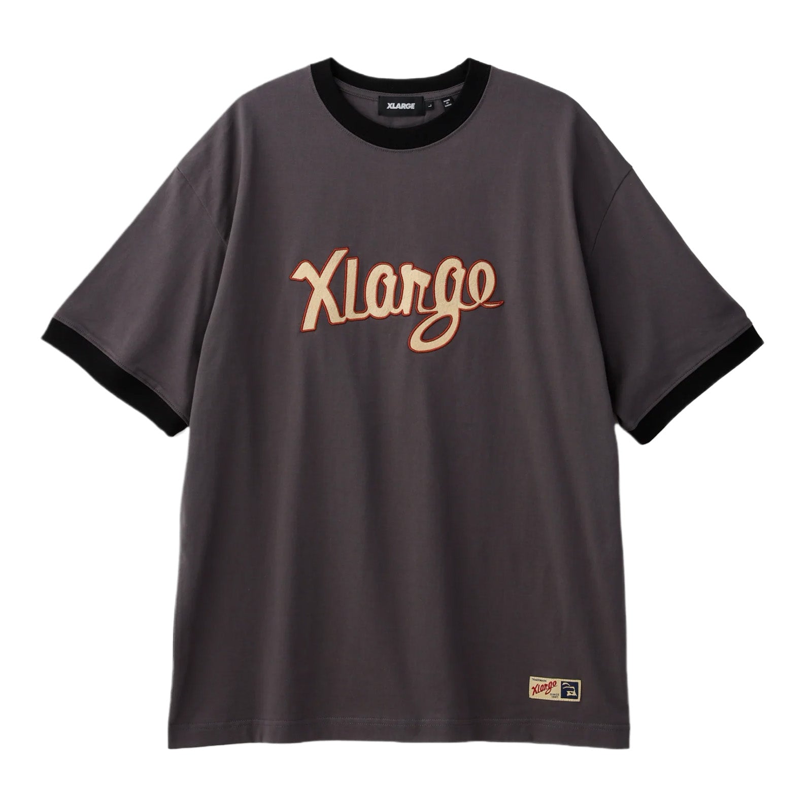 XLarge Retro Script Ringer S/S Tee 'Charcoal'