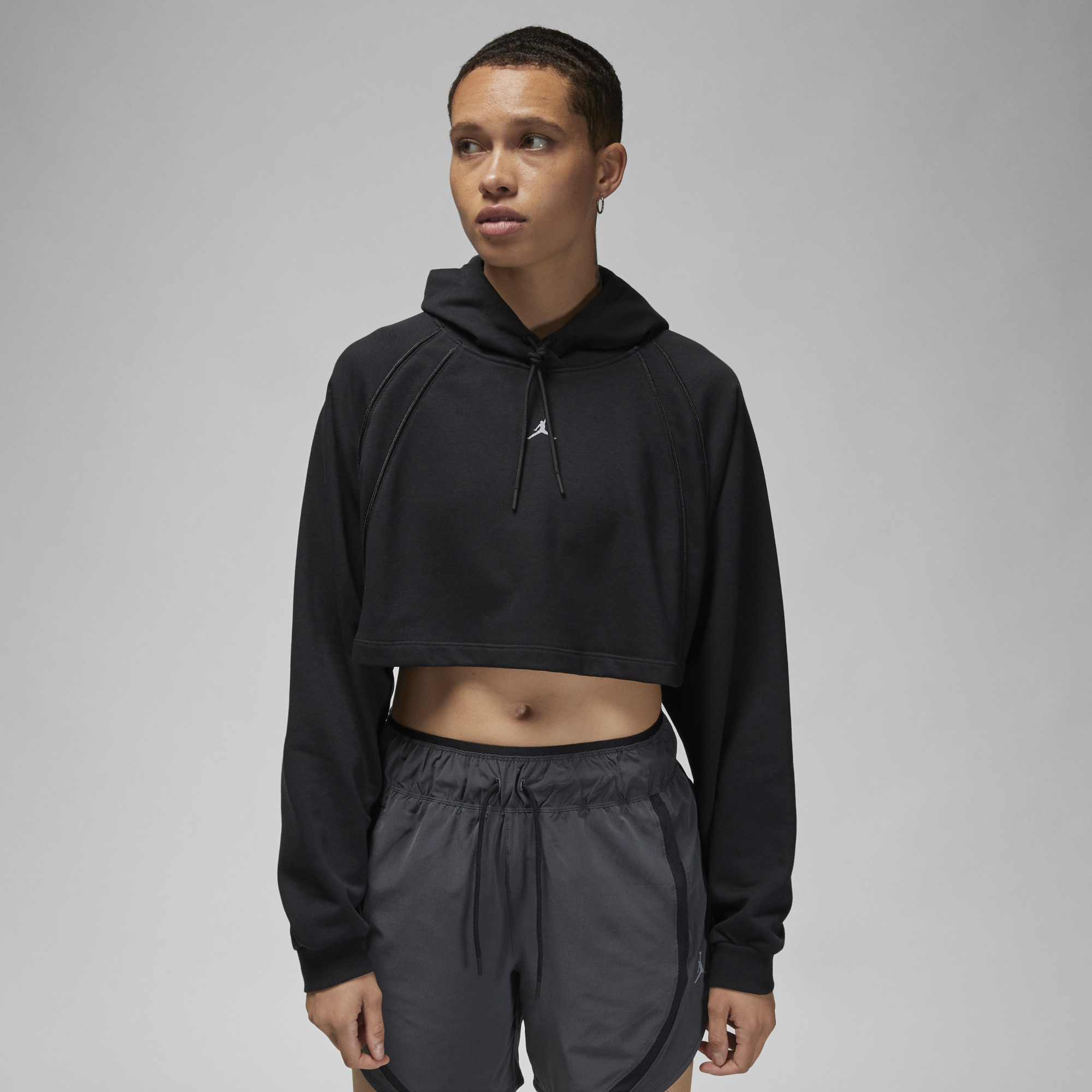 Womens Jordan Sport Cropped Hoodie 'Black'