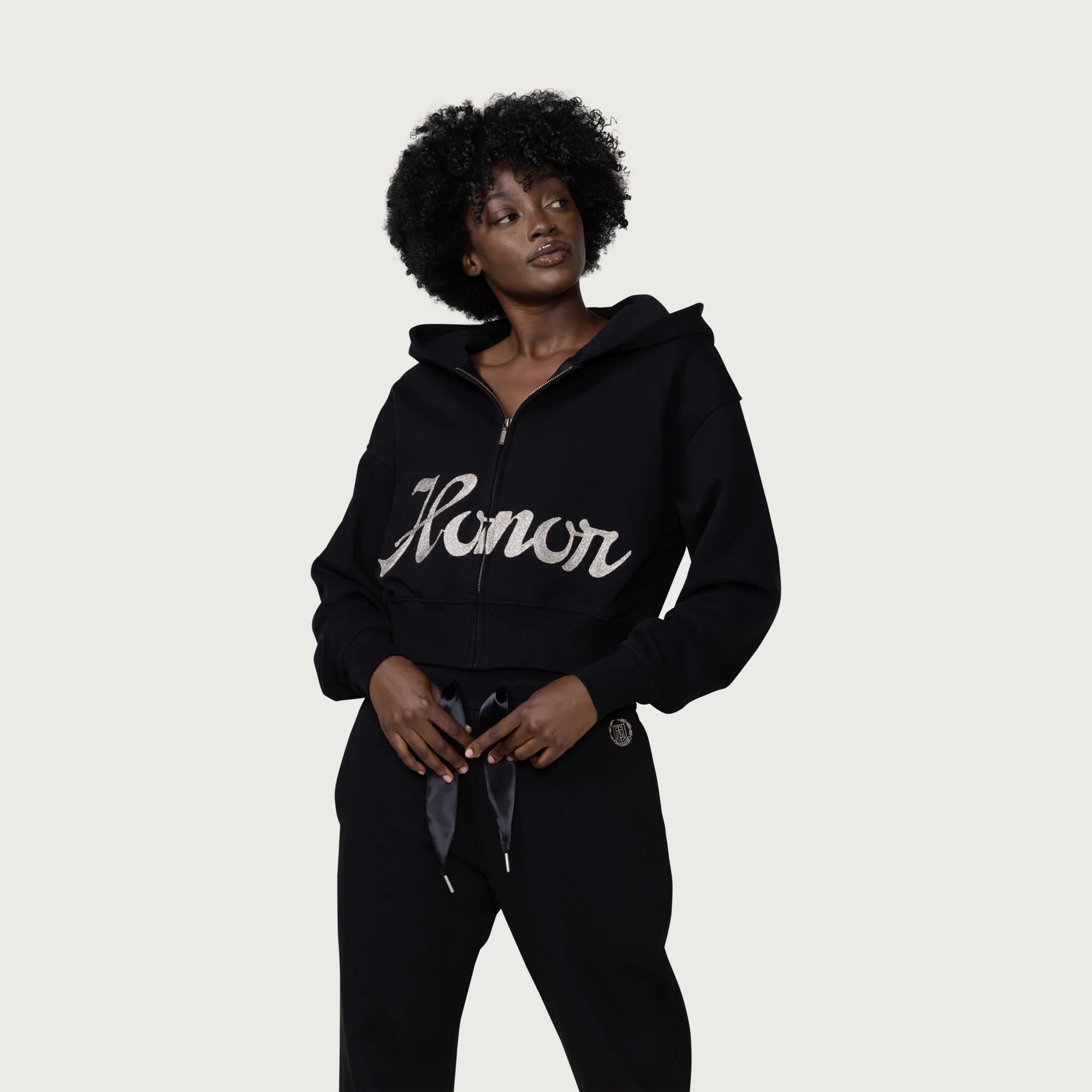 Womens Honor The Gift Cropped Hoodie 'Black'