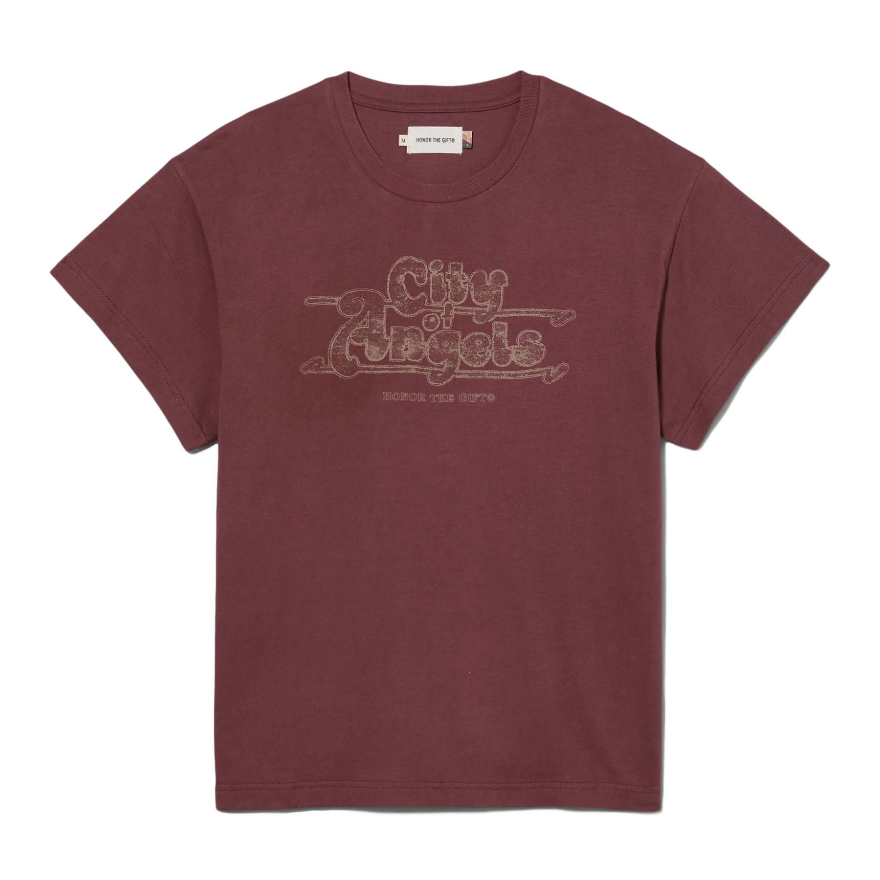 Womens Honor The Gift Los Angeles T-Shirt 'Burgundy'