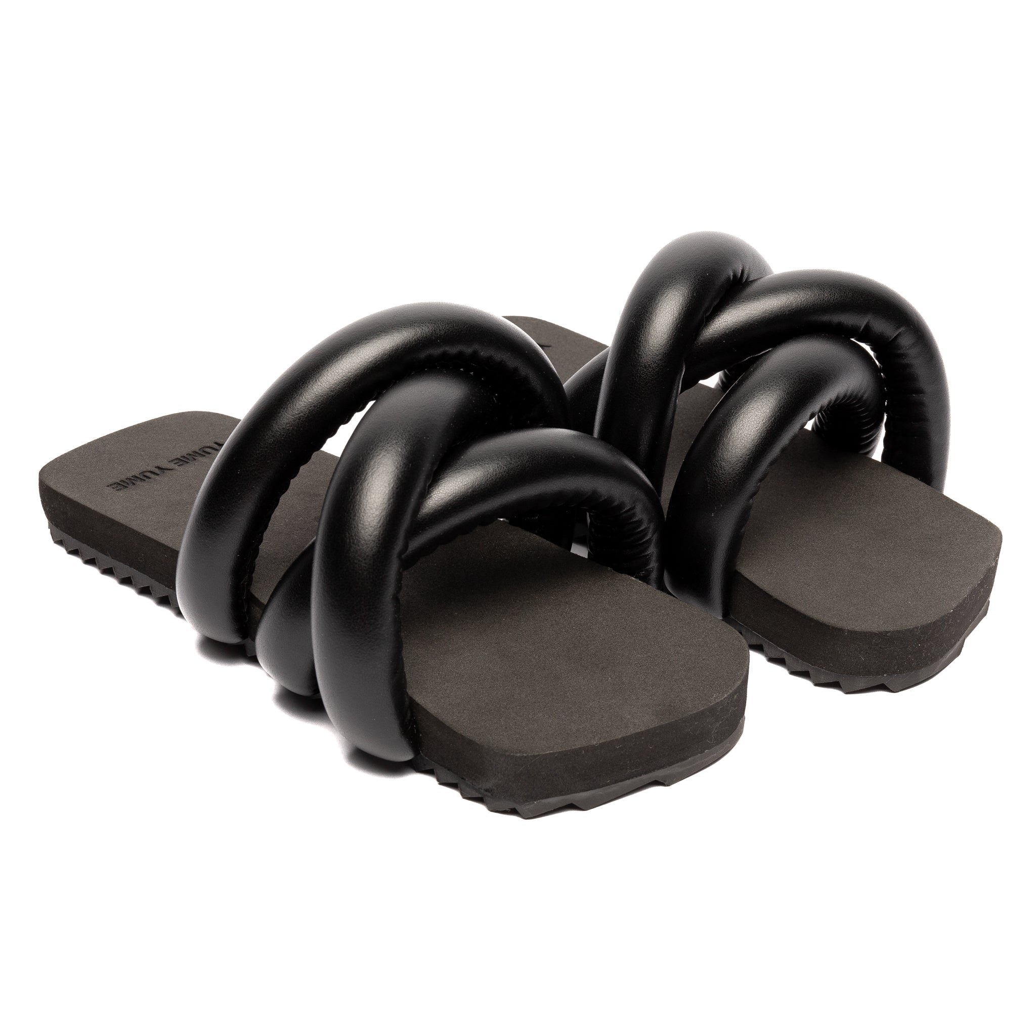 Yume Yume Women's Tyre Slide 'Black Bio Leather'