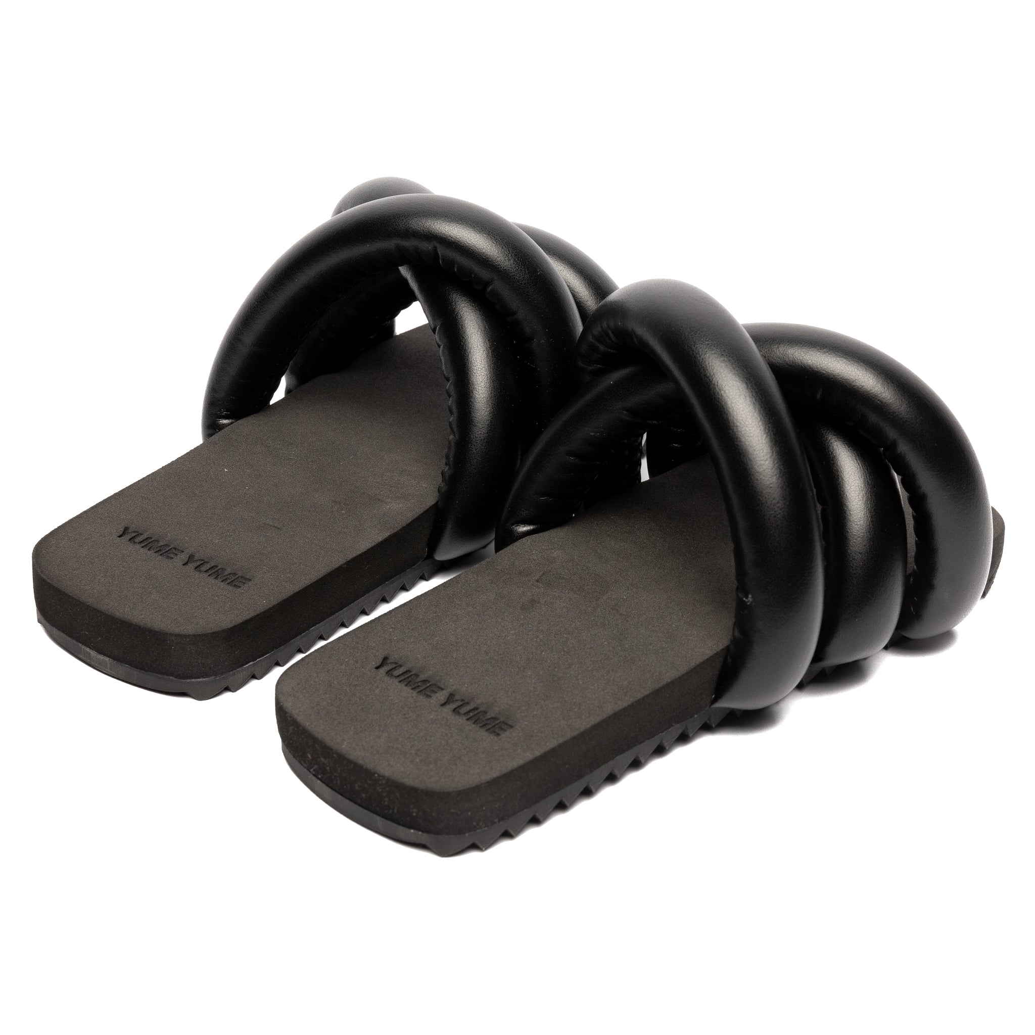 Yume Yume Women's Tyre Slide 'Black Bio Leather'