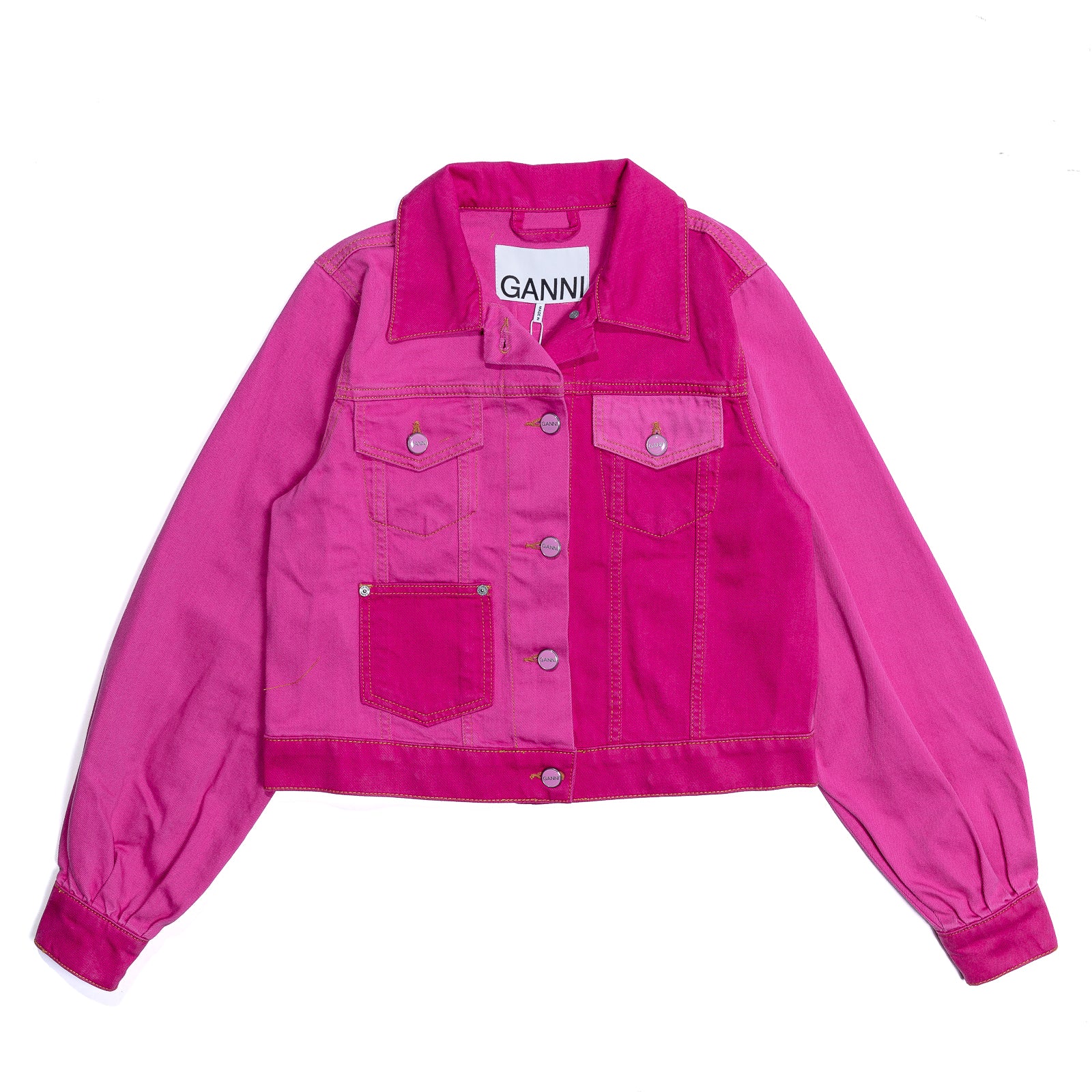 Ganni Overdyed Cutline Trucker Jacket 'Phlox Pink'