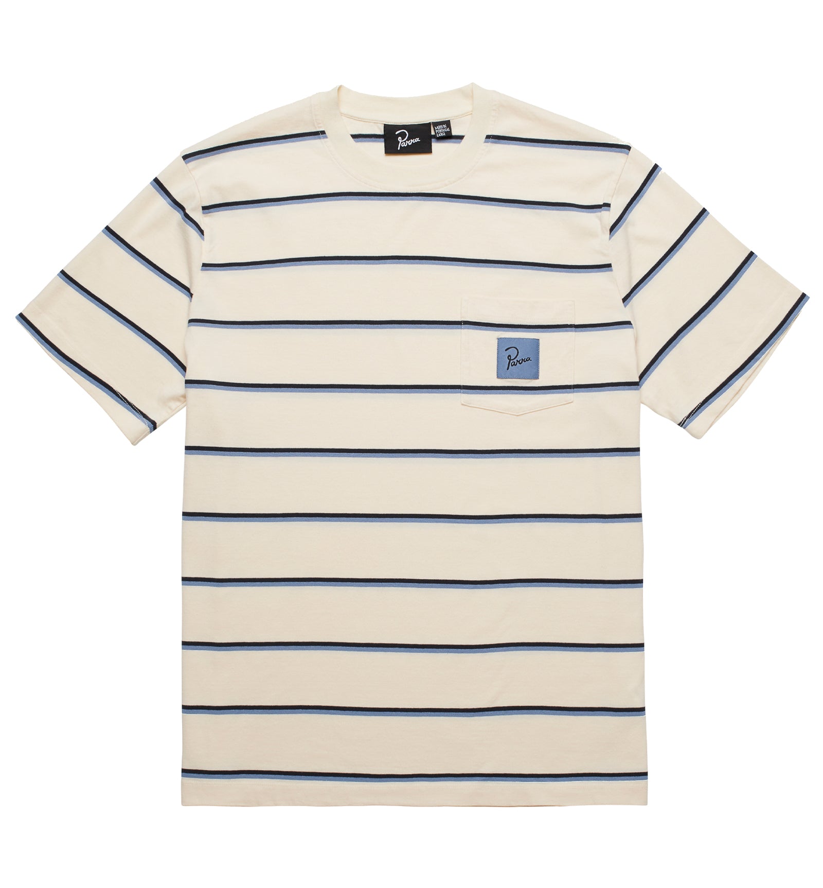 by Parra Striper Pocket Logo T-Shirt 'Dusty Blue'