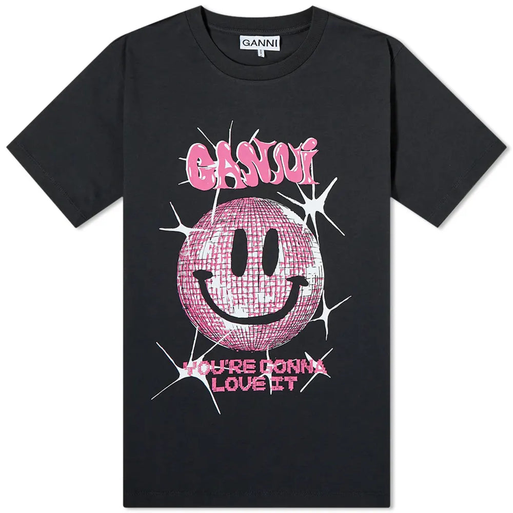 Ganni Smiley Relaxed T -Shirt 'Black'