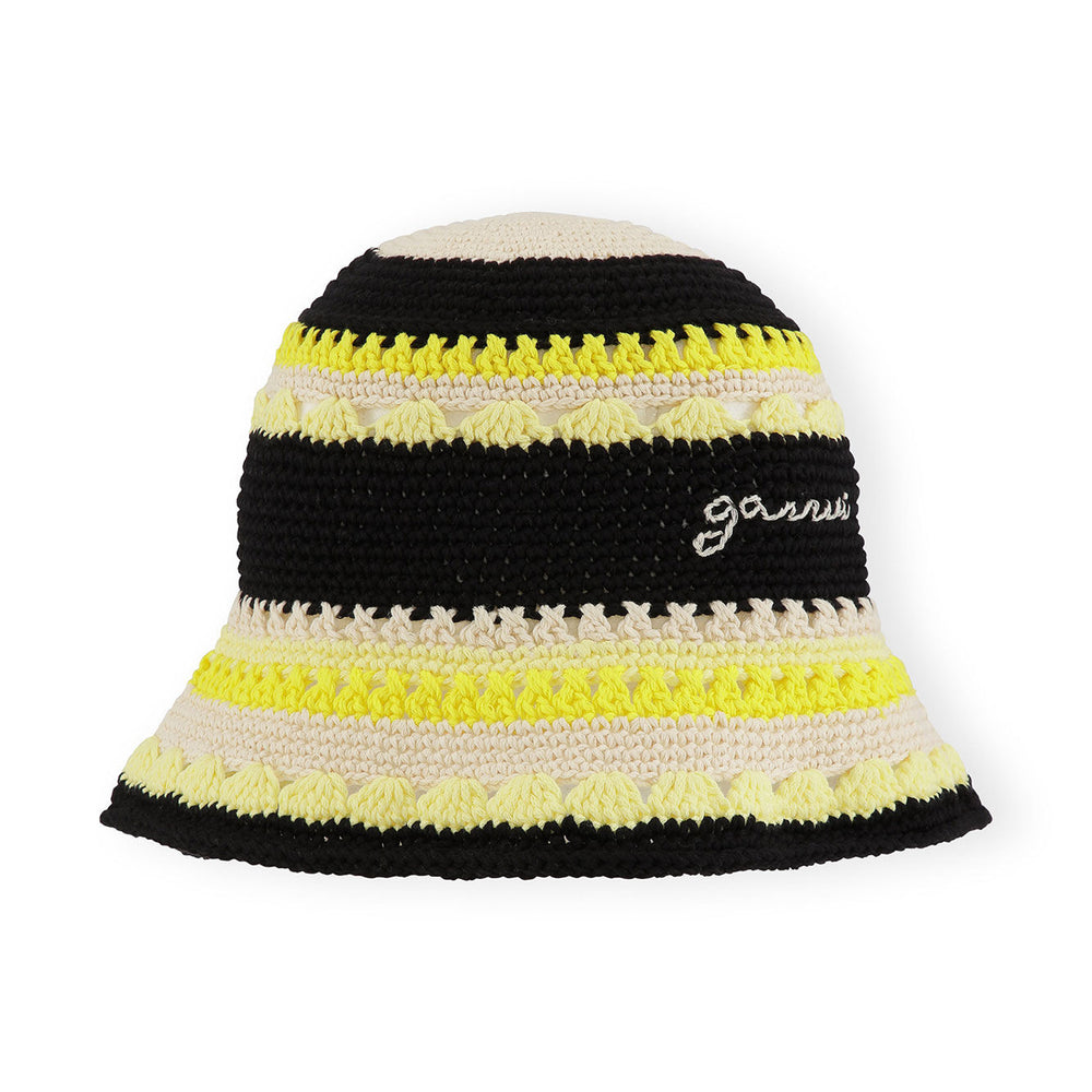 Ganni Cotton Crochet Bucket Hat 'Golden Kiwi'