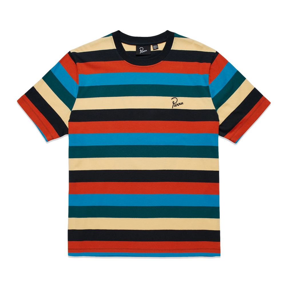 
                  
                    Load image into Gallery viewer, by Parra Stacked Pets on Stripes T-Shirt &amp;#39;Multi&amp;#39;
                  
                